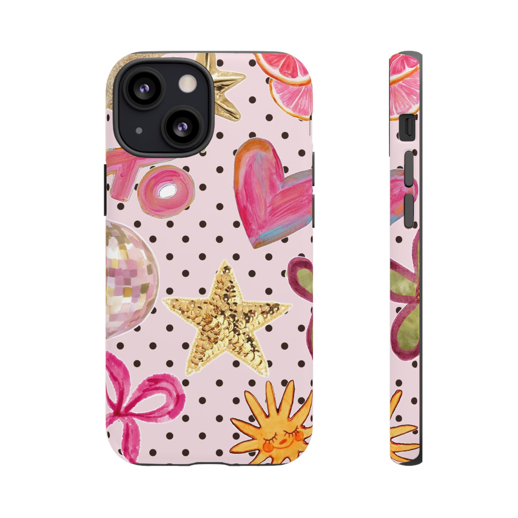 Pink Polka Dot Party — Pink Hearts, Stars & Disco Ball Design