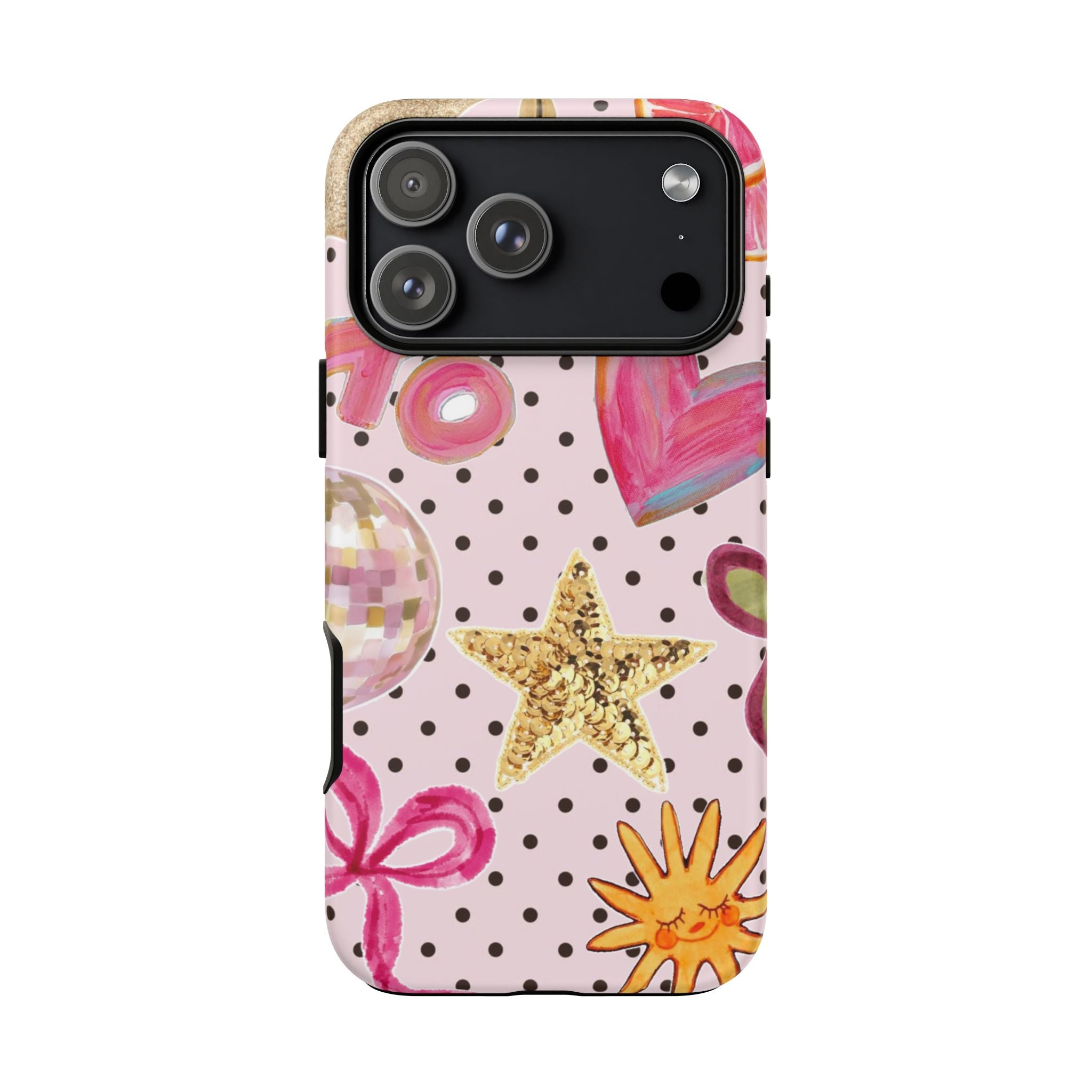 Pink Polka Dot Party — Pink Hearts, Stars & Disco Ball Design
