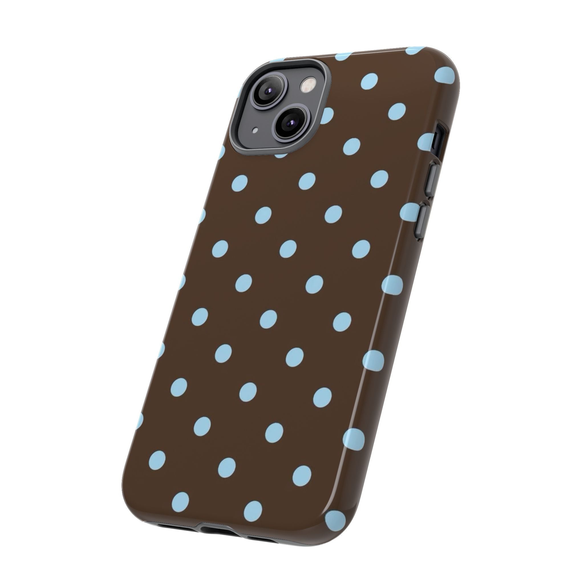 Brown Polka Dot Phone Case — Blue Dot Protective Tough Case