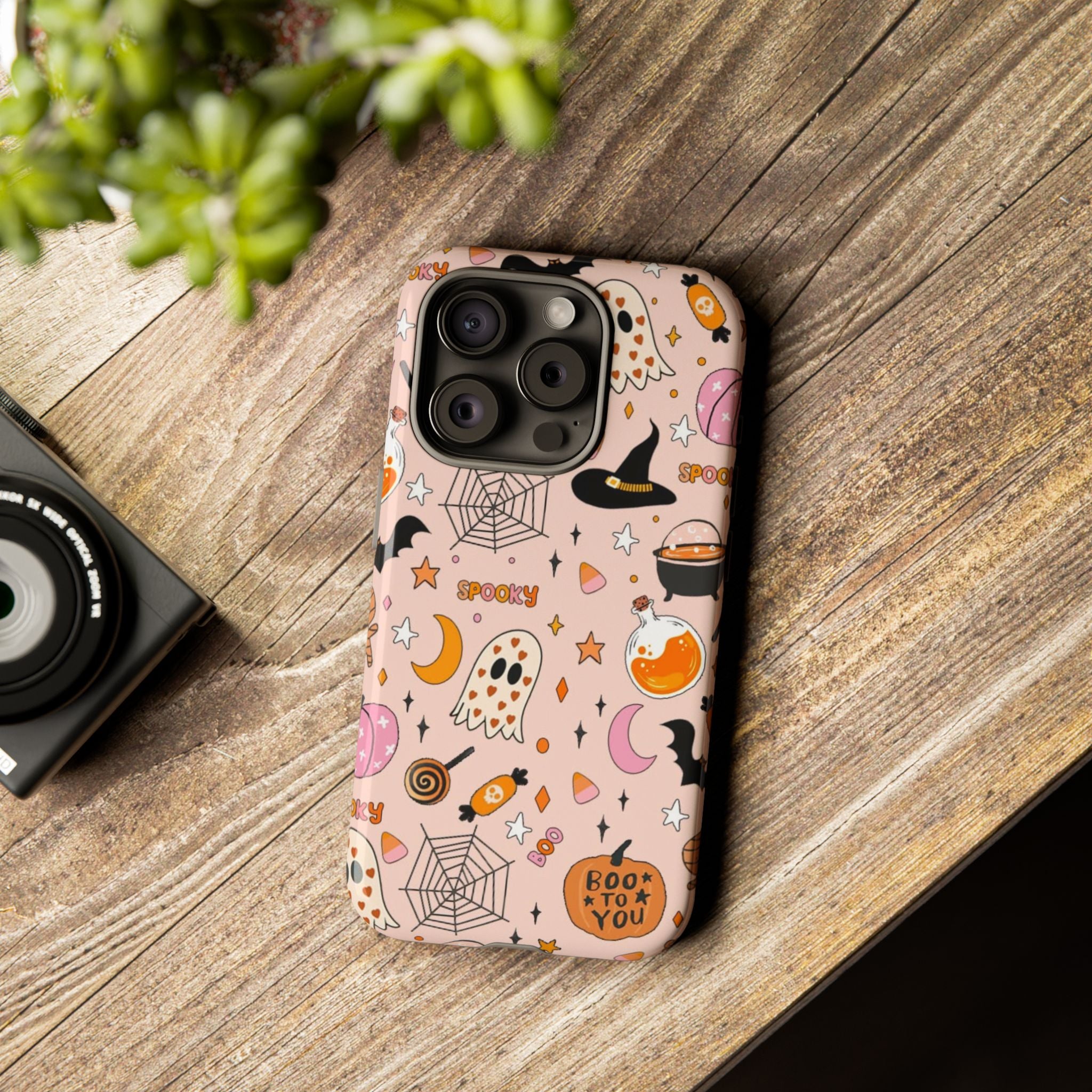 Spooky Halloween — Pink Ghosts, Witches, Candy & "Boo to You" Design