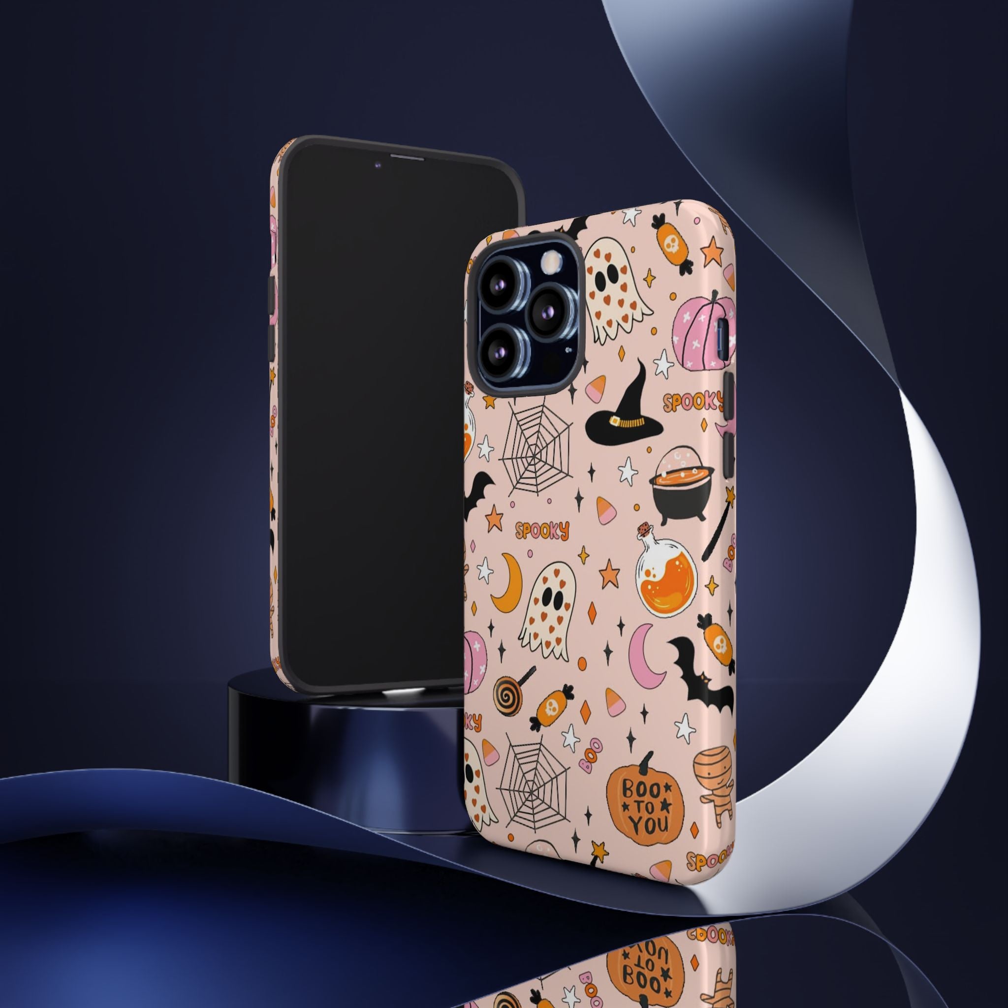 Spooky Halloween — Pink Ghosts, Witches, Candy & "Boo to You" Design