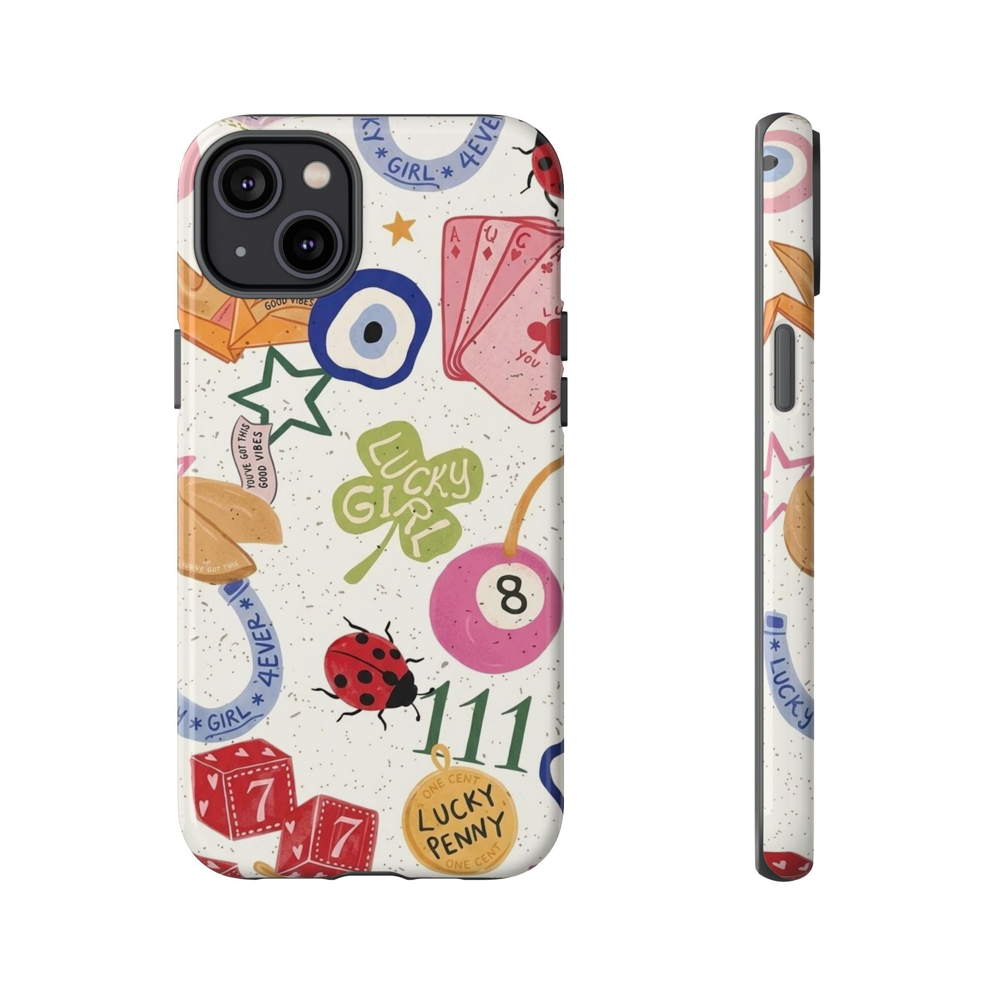 Lucky Charm Phone Case — 'Lucky Girl' Sticker Collage Design
