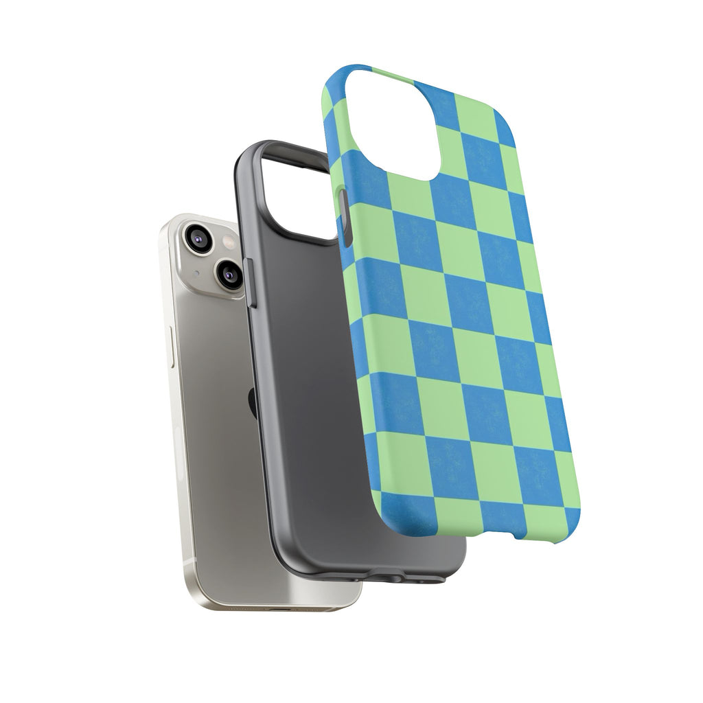Cowgirl Blue Checkers — Retro Checkered Tough Phone Cover