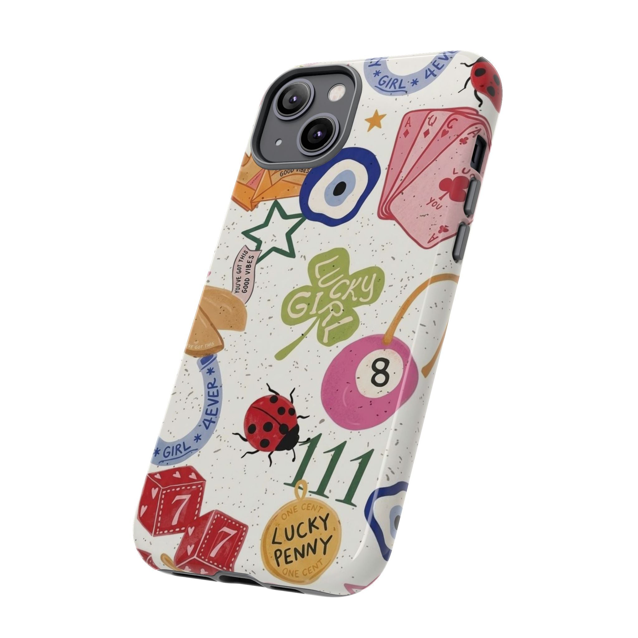 Lucky Charm Phone Case — 'Lucky Girl' Sticker Collage Design