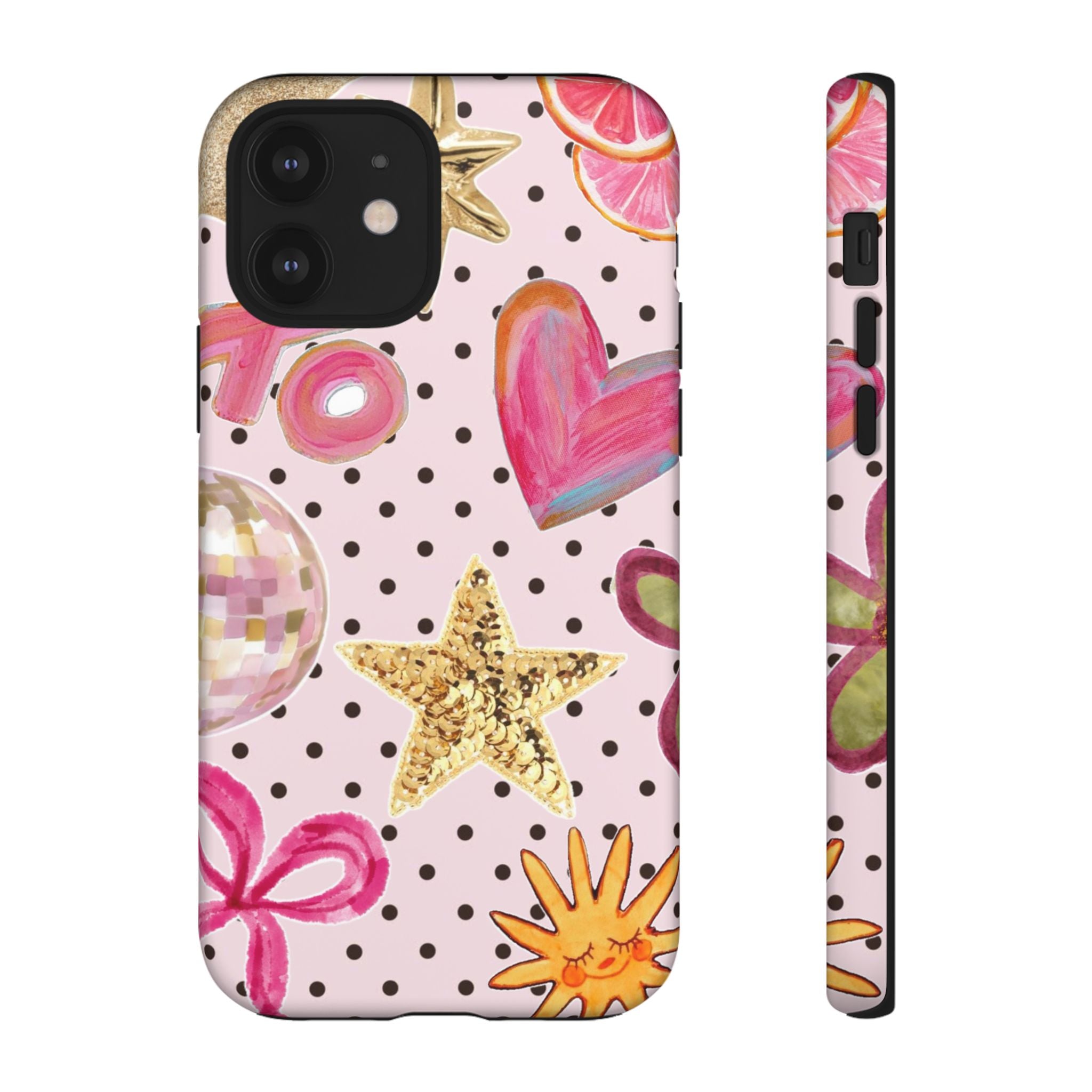 Pink Polka Dot Party — Pink Hearts, Stars & Disco Ball Design