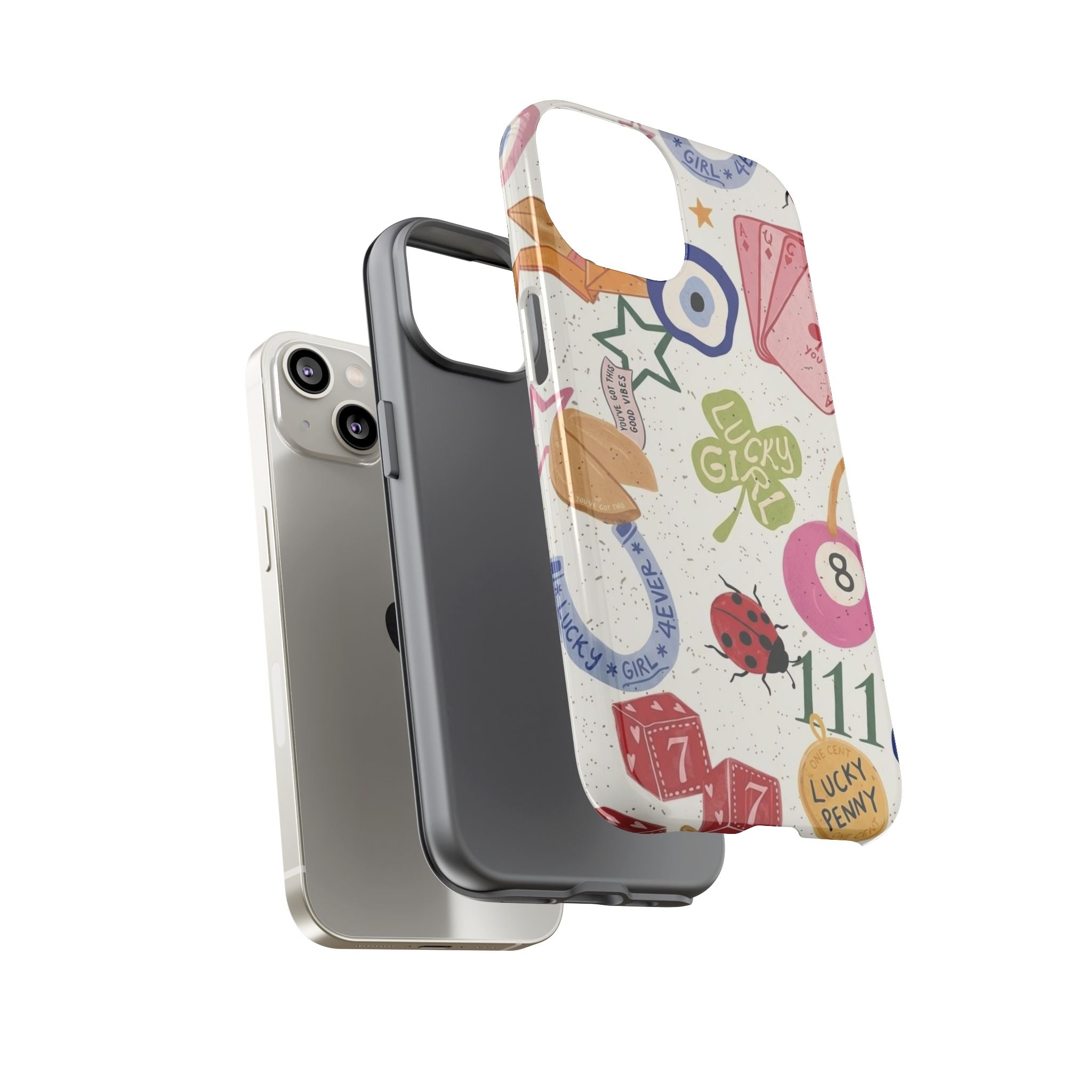 Lucky Charm Phone Case — 'Lucky Girl' Sticker Collage Design