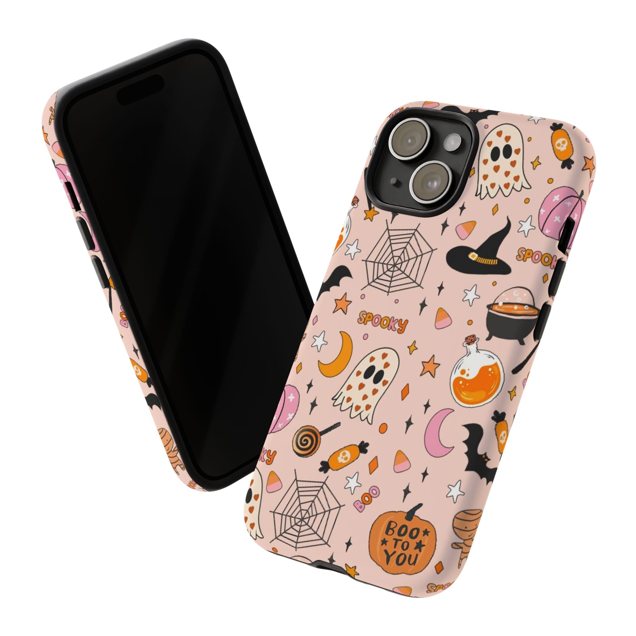 Spooky Halloween — Pink Ghosts, Witches, Candy & "Boo to You" Design