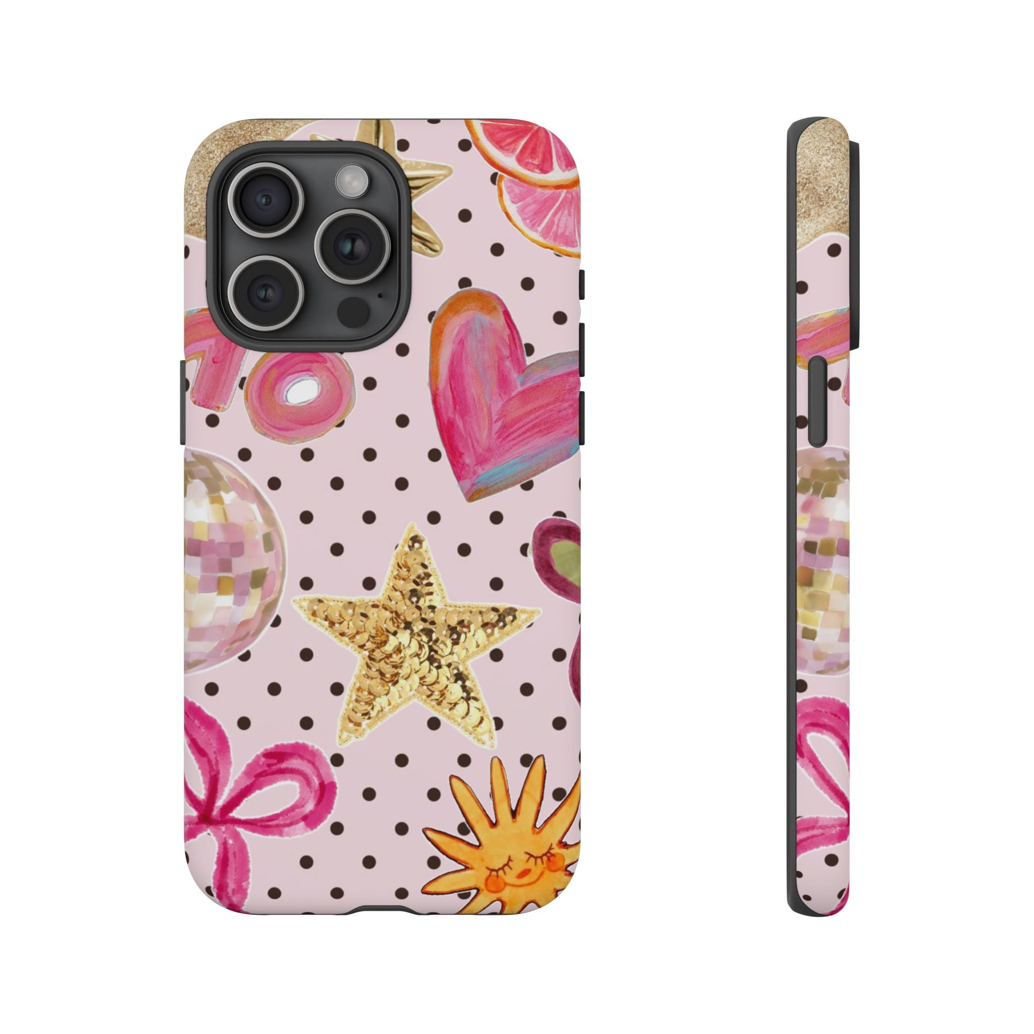 Pink Polka Dot Party — Pink Hearts, Stars & Disco Ball Design