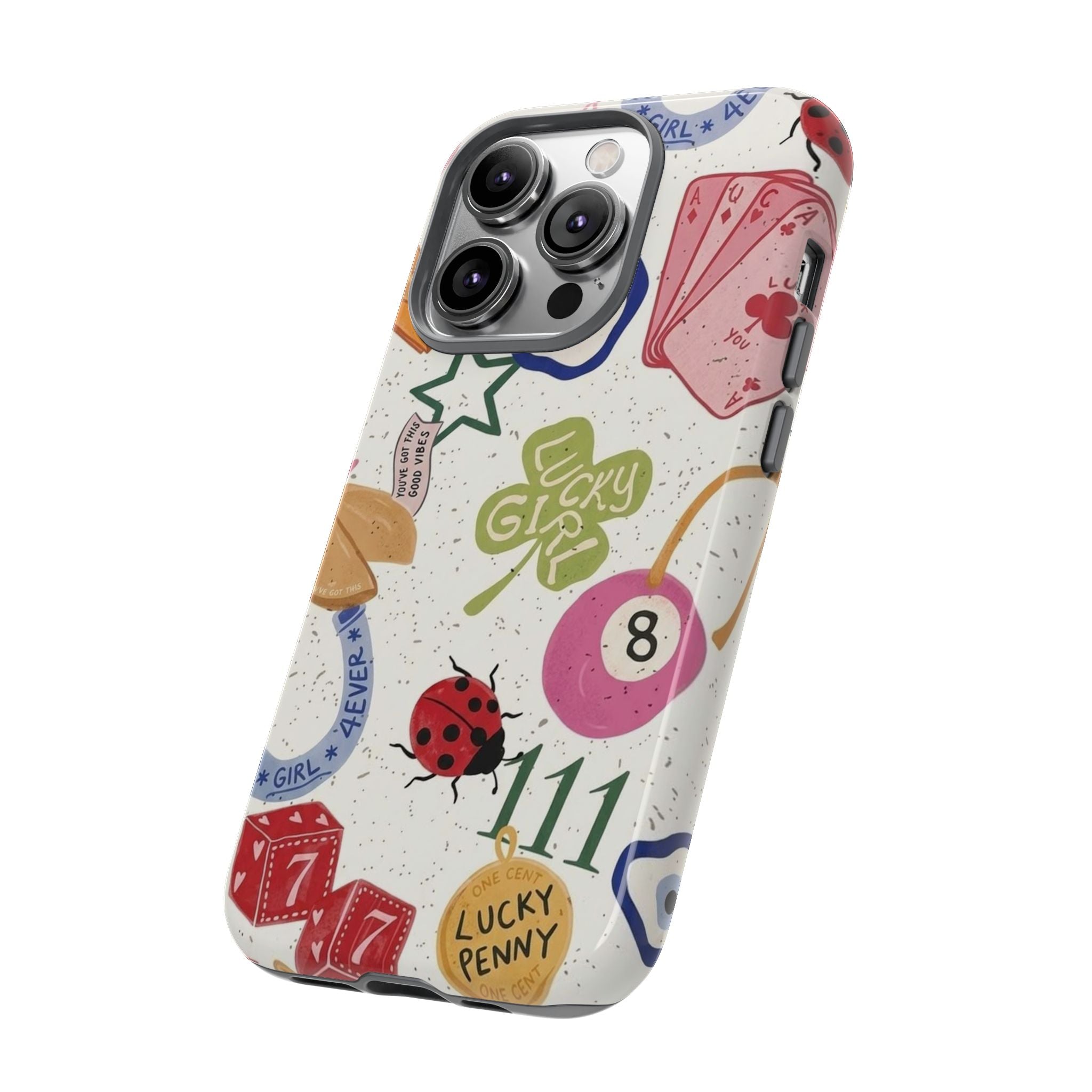 Lucky Charm Phone Case — 'Lucky Girl' Sticker Collage Design
