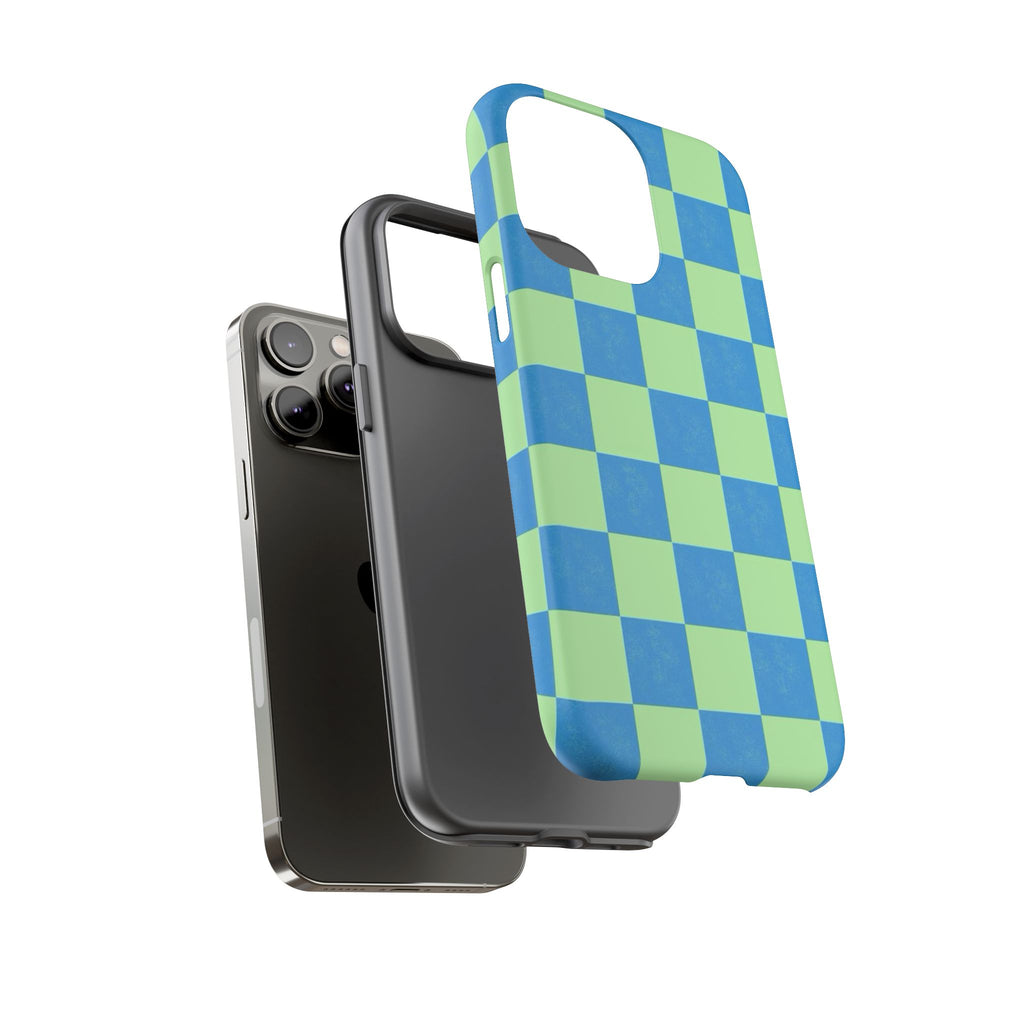 Cowgirl Blue Checkers — Retro Checkered Tough Phone Cover
