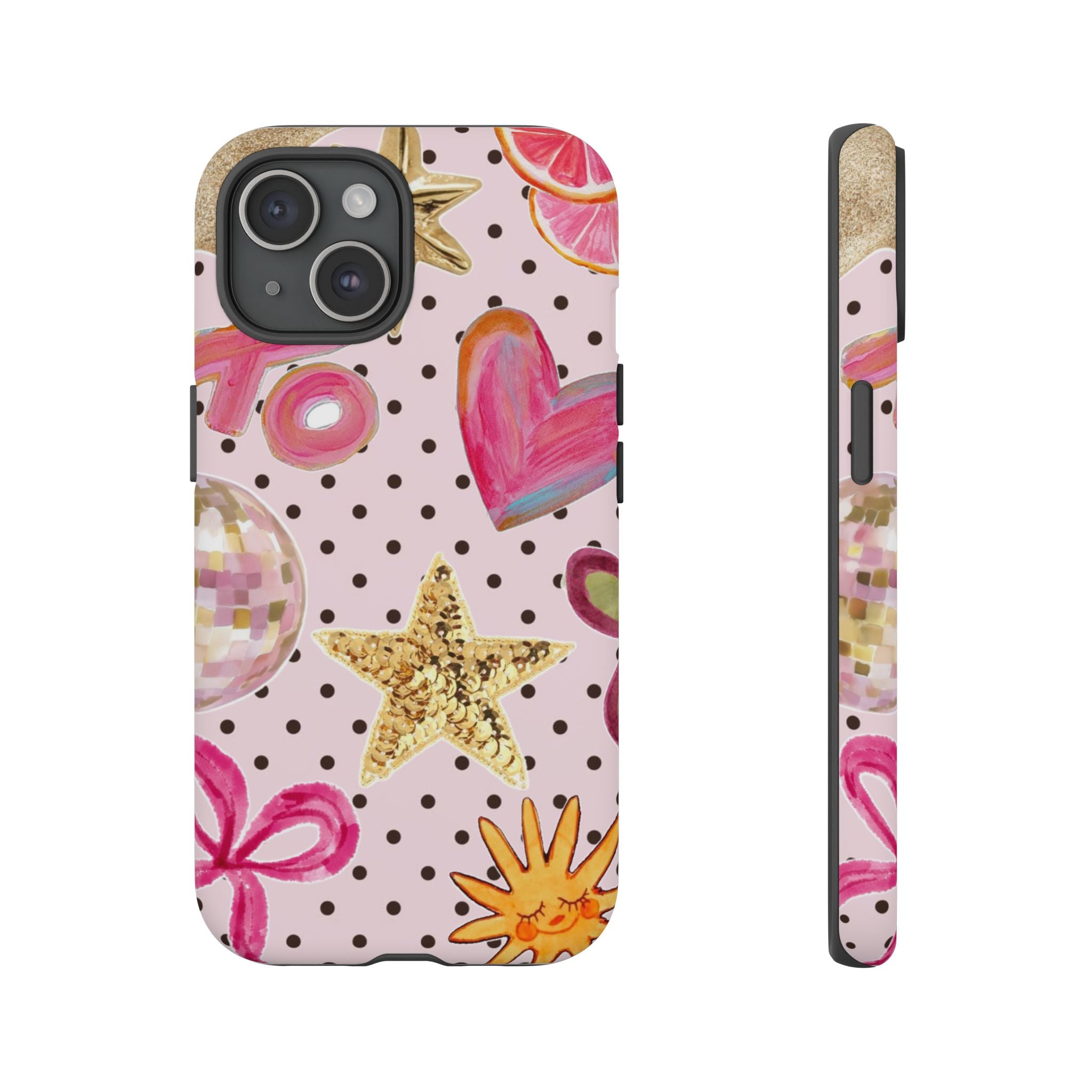 Pink Polka Dot Party — Pink Hearts, Stars & Disco Ball Design