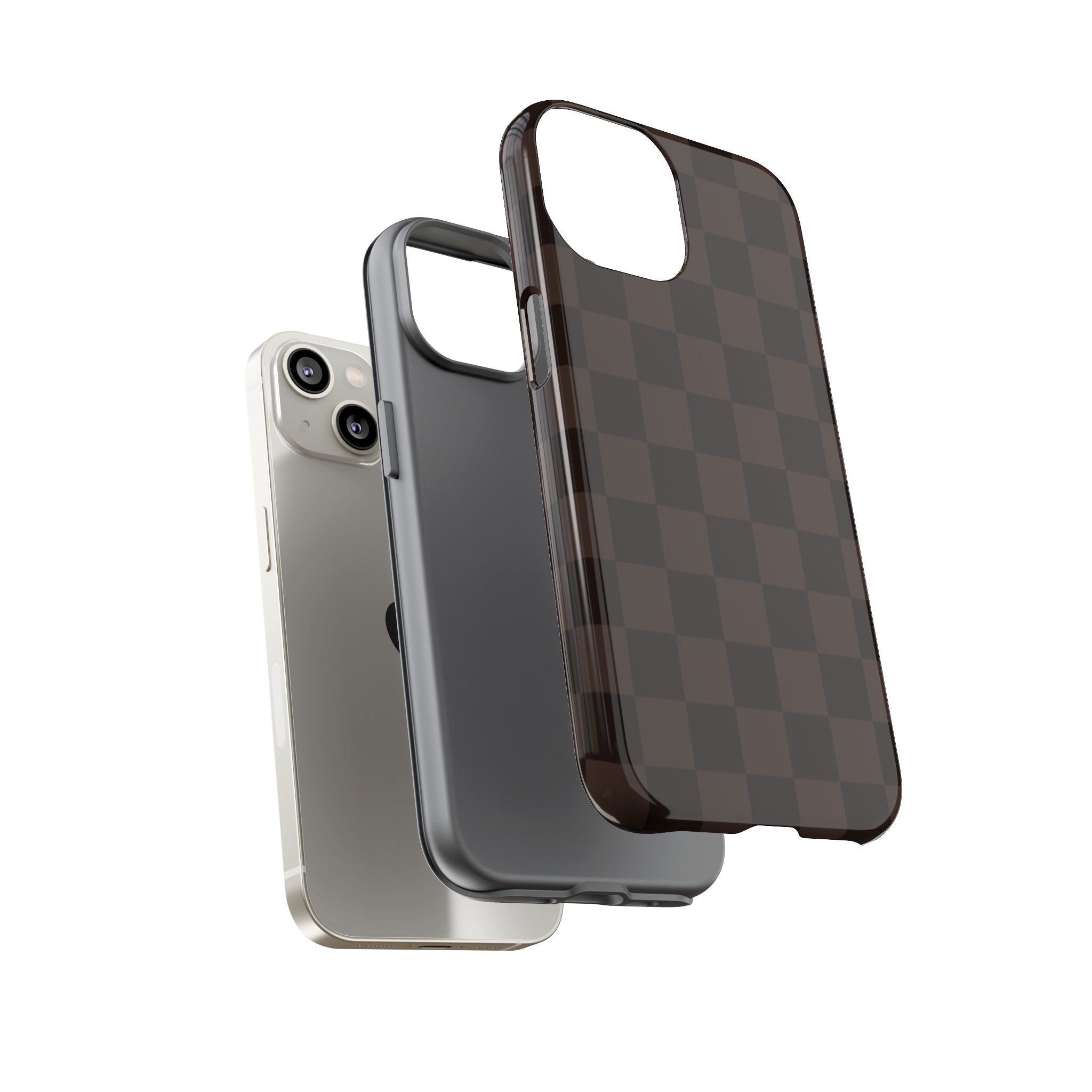 Lucky Chocolate Checkered  — Brown Grid Protective Cover