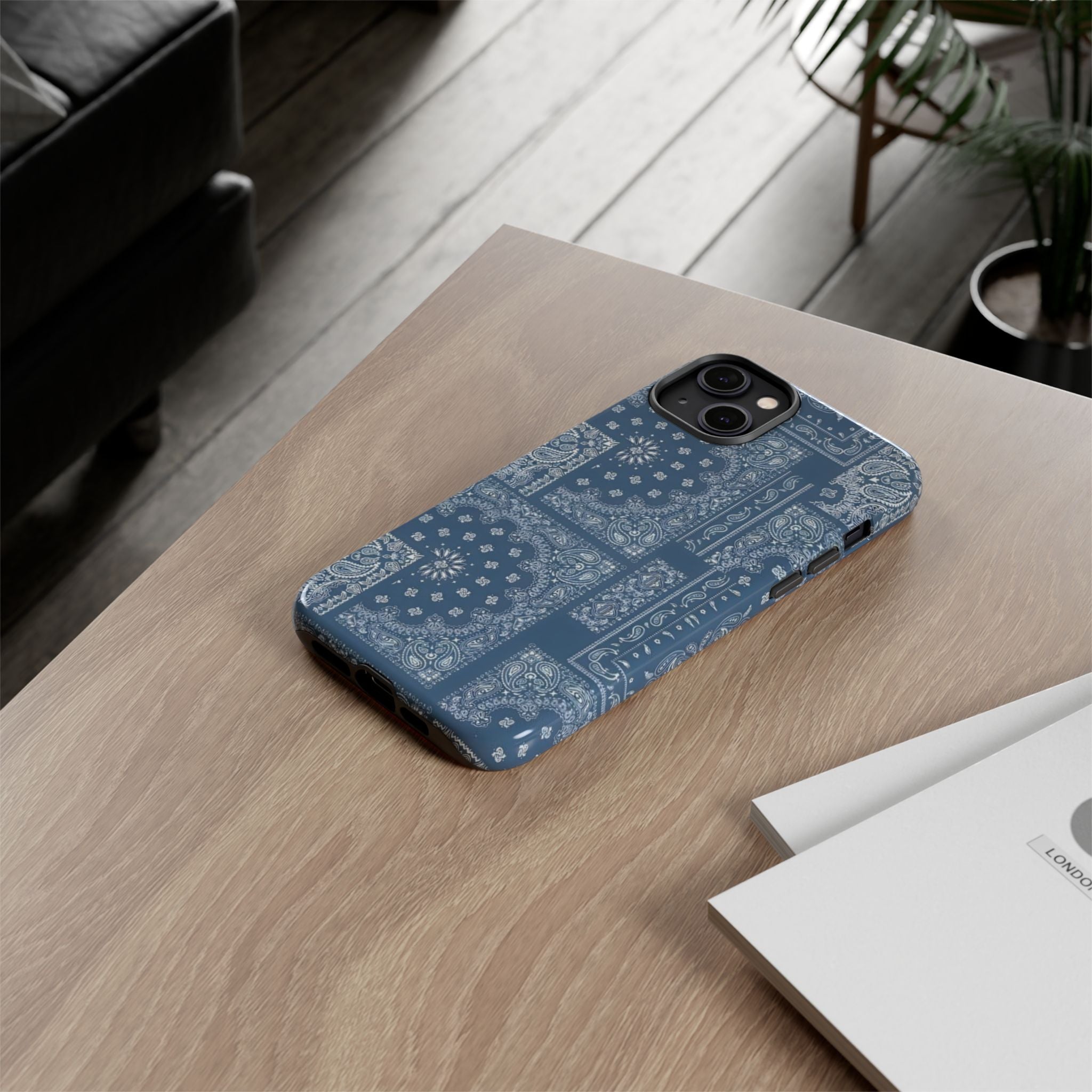 Blue Bandana Tough Phone Case — Rugged Protective iPhone Cover