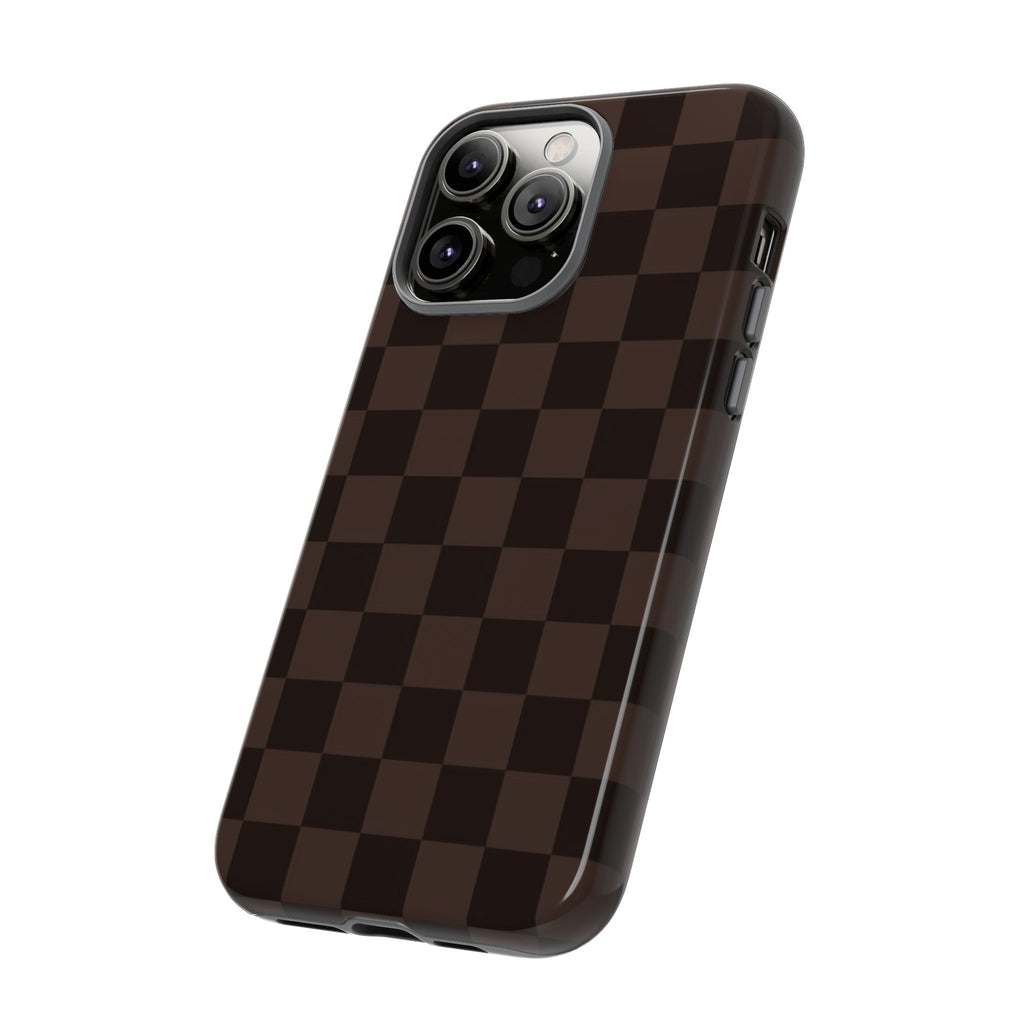 Lucky Chocolate Checkered  — Brown Grid Protective Cover