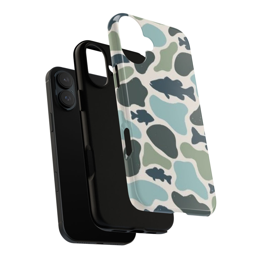 Camouflage Fish Tough Phone Case — Waterproof Blue-Green Camo iPhone Cover