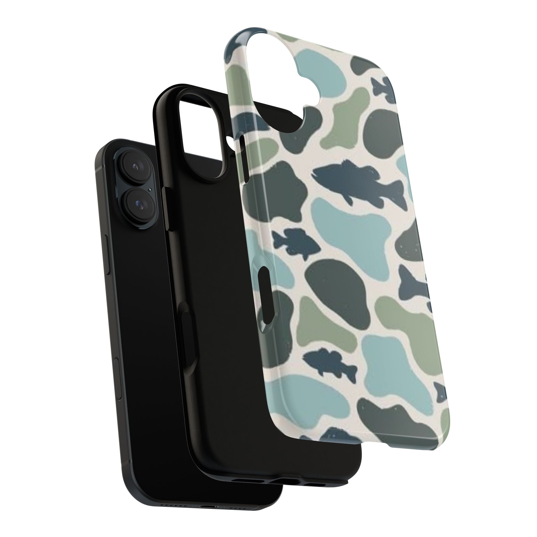 Camouflage Fish Tough Phone Case — Waterproof Blue-Green Camo iPhone Cover