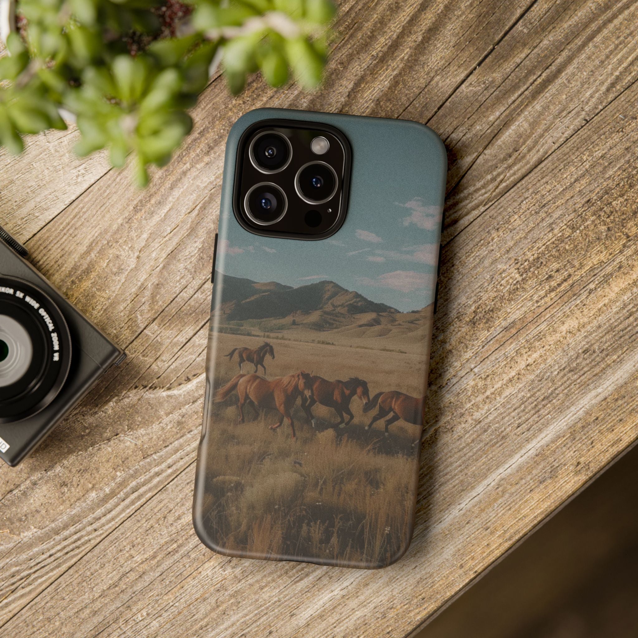 Wild Mustang – Durable Protective iPhone Case with Scenic Desert Horse Design