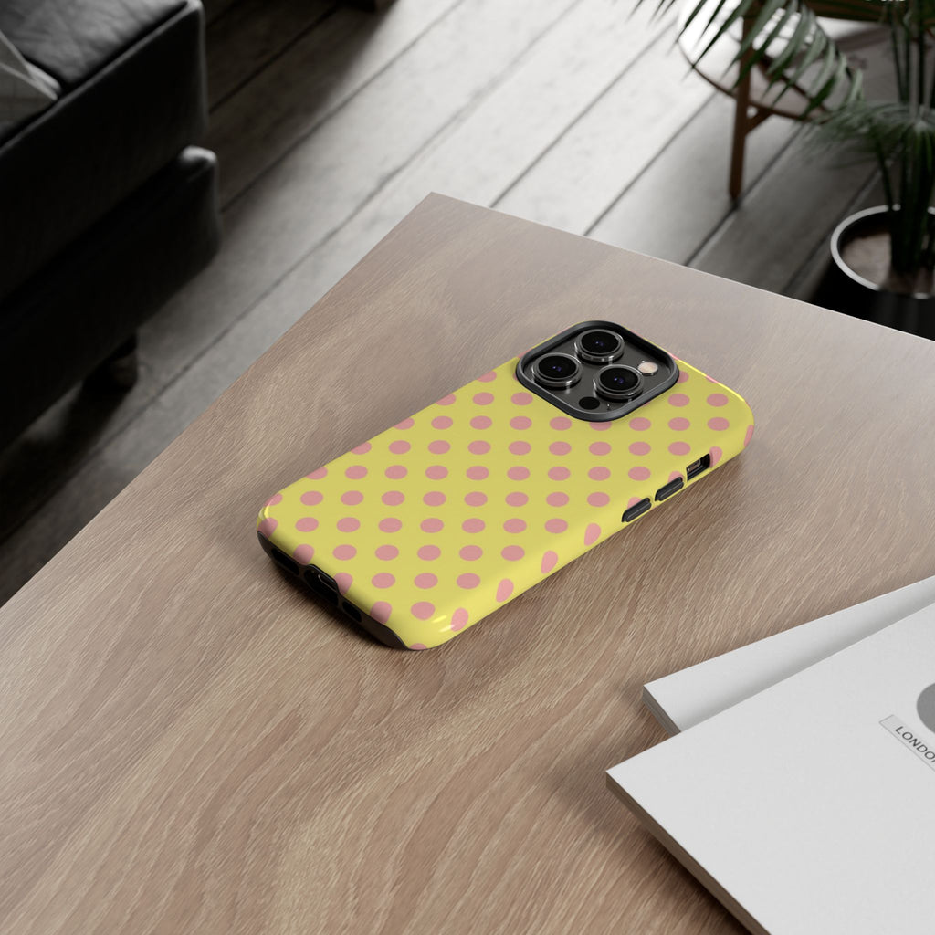 Yellow Polka Dot Phone Case — Cute Pink Dot Tough Case