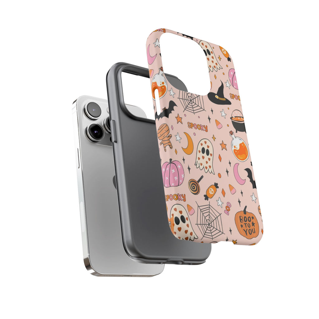 Spooky Halloween — Pink Ghosts, Witches, Candy & "Boo to You" Design