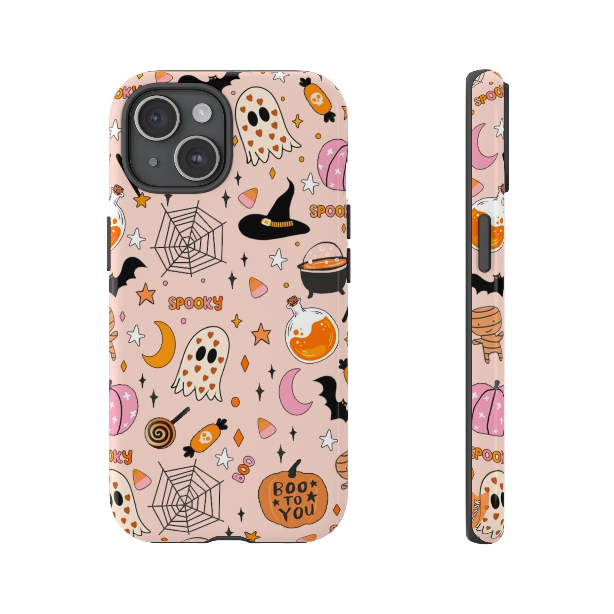 Spooky Halloween — Pink Ghosts, Witches, Candy & "Boo to You" Design