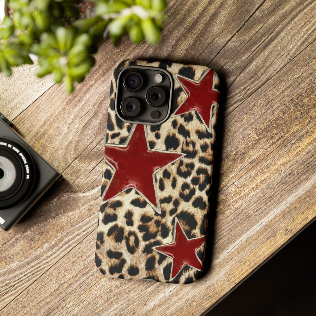 Ruby Leopard Star – Red Stars on Animal Print