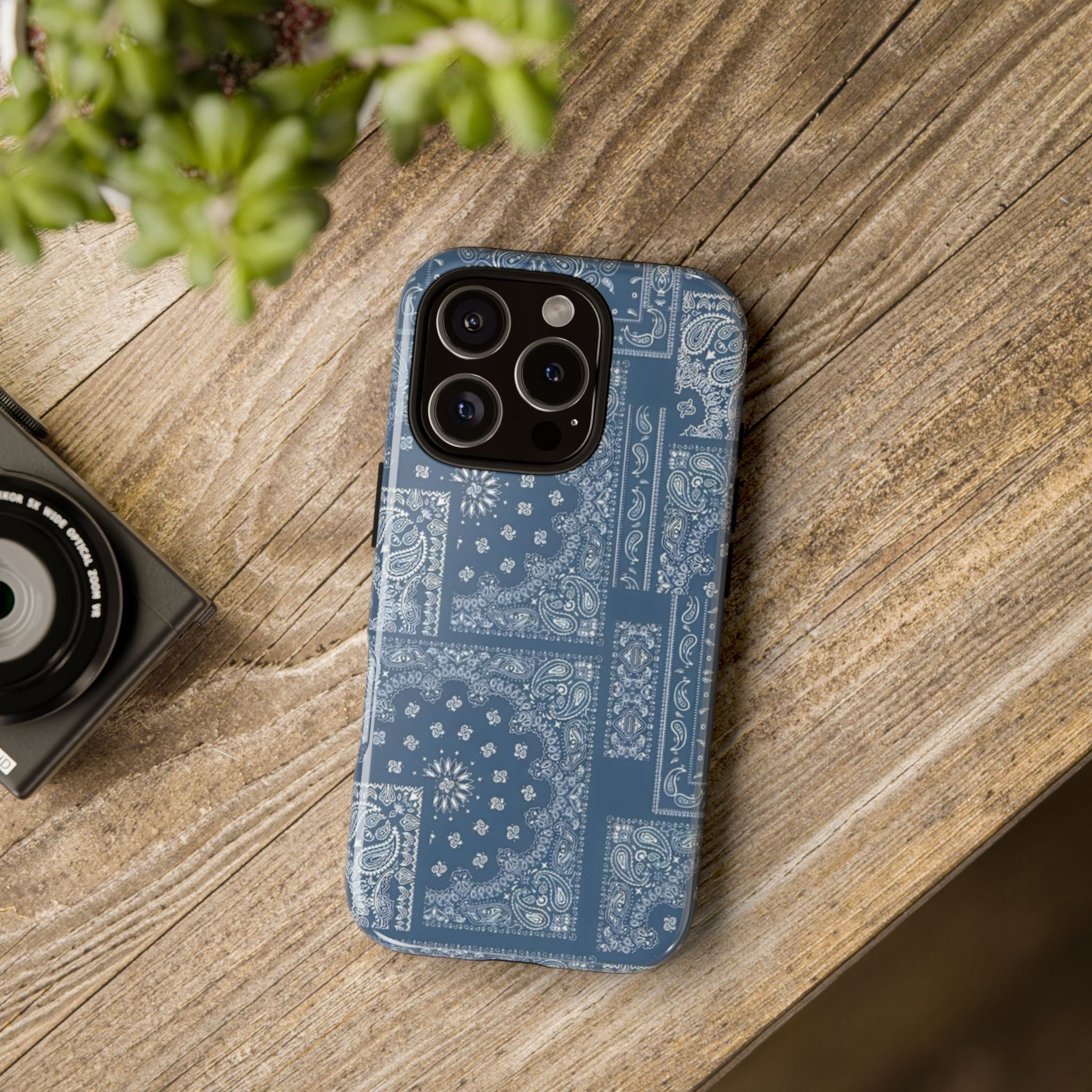 Blue Bandana Tough Phone Case — Rugged Protective iPhone Cover
