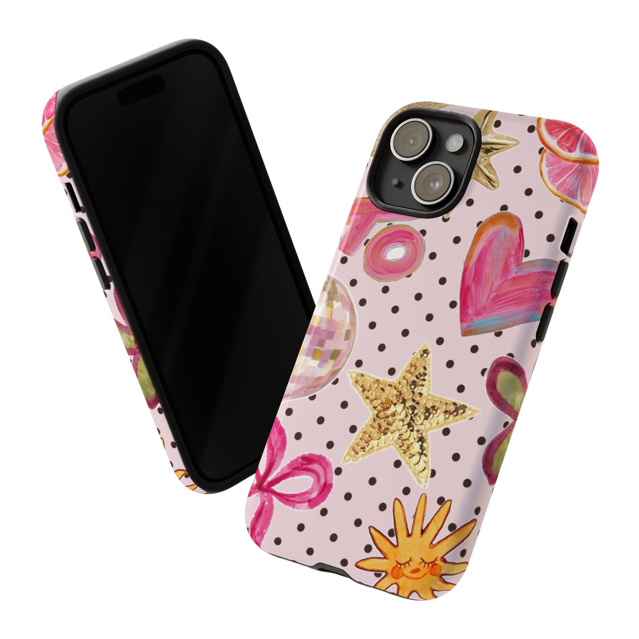Pink Polka Dot Party — Pink Hearts, Stars & Disco Ball Design