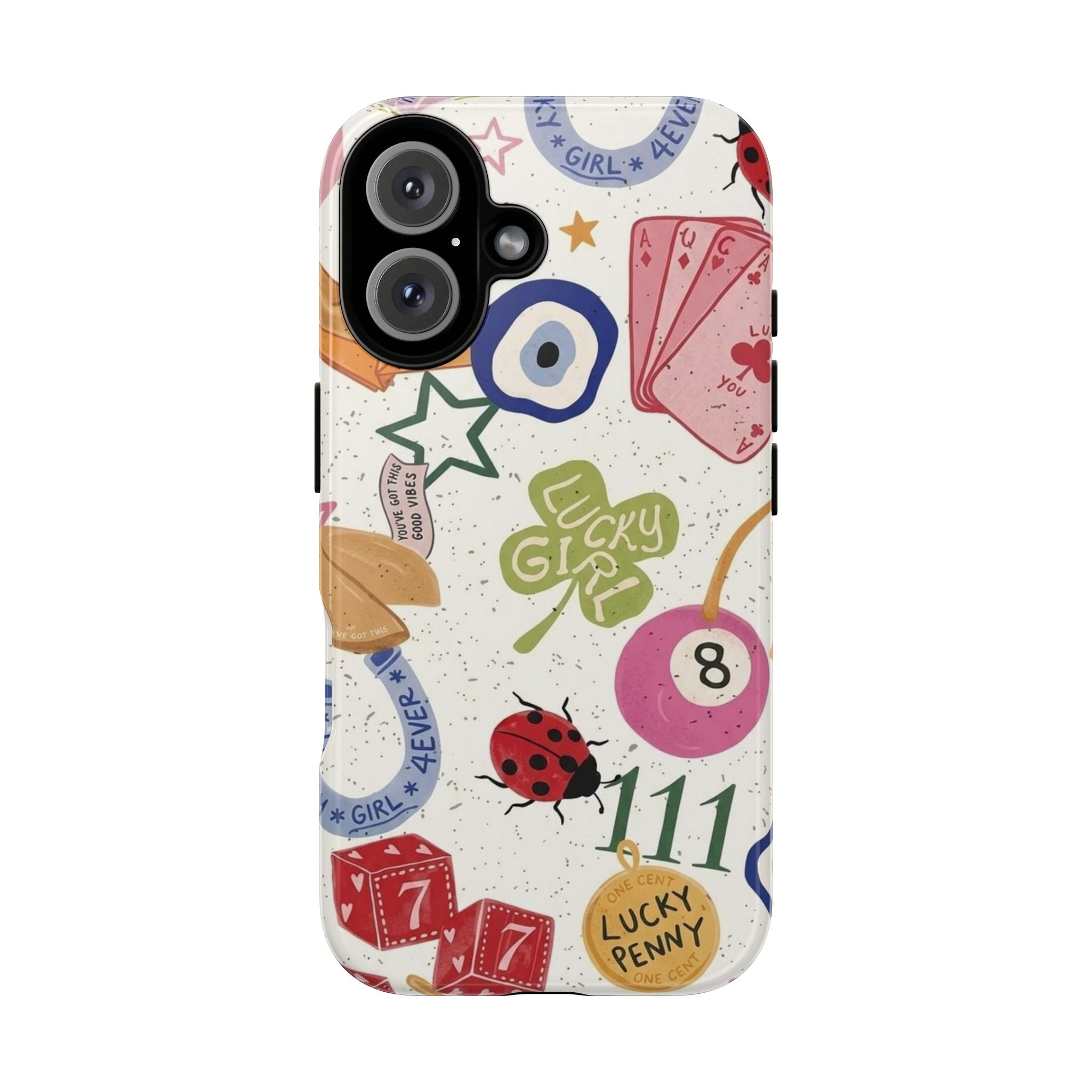 Lucky Charm Phone Case — 'Lucky Girl' Sticker Collage Design