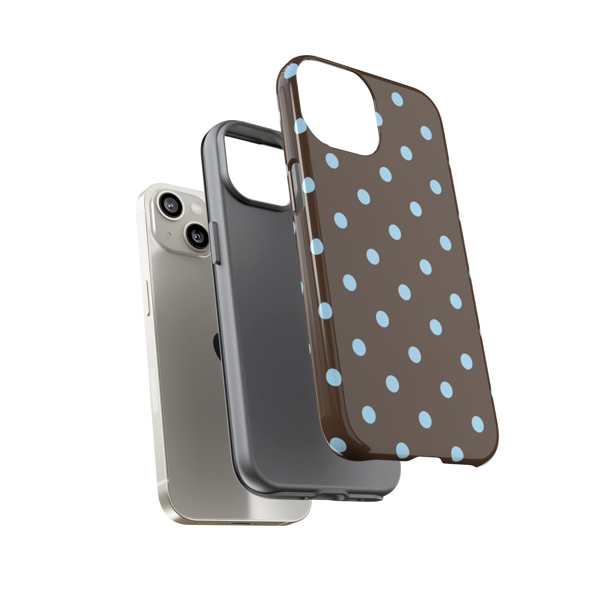 Brown Polka Dot Phone Case — Blue Dot Protective Tough Case