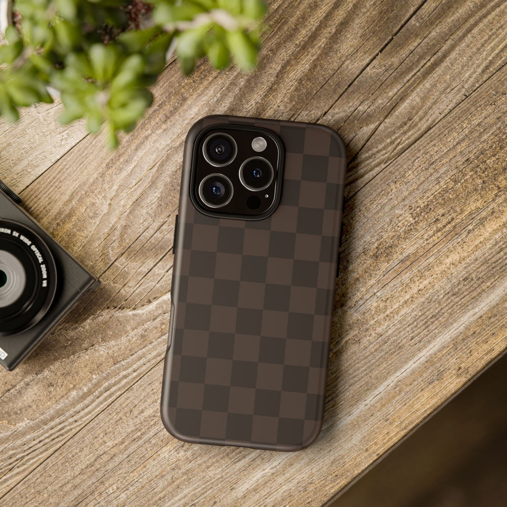 Lucky Chocolate Checkered  — Brown Grid Protective Cover