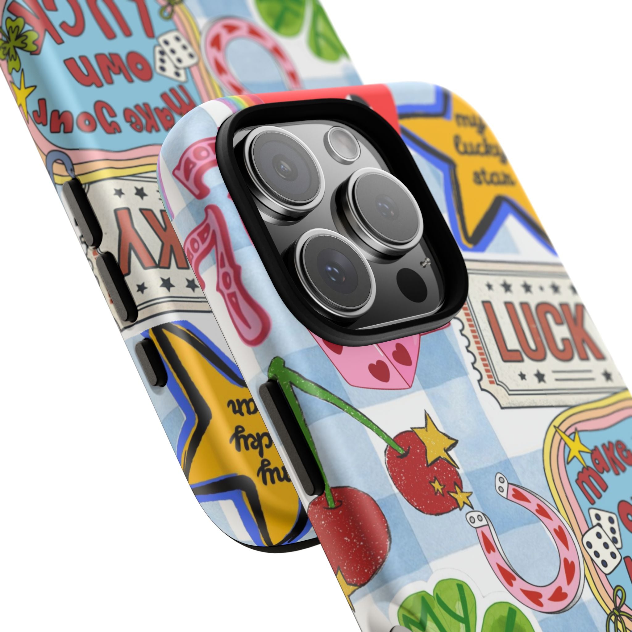 Lucky Charm Phone Case — Cute Kawaii Sticker Collage, ‘Make Your Own Luck’ Design