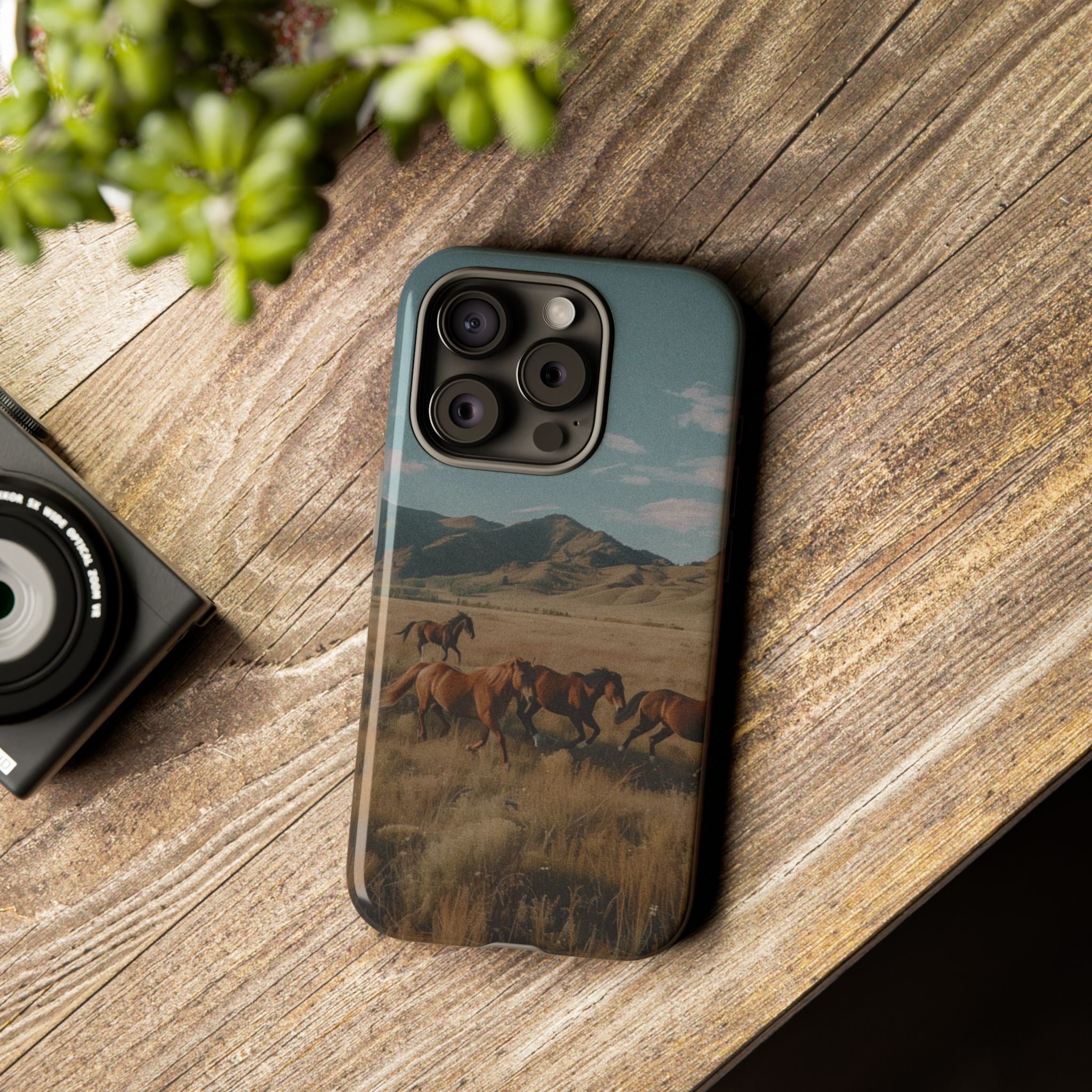 Wild Mustang – Durable Protective iPhone Case with Scenic Desert Horse Design