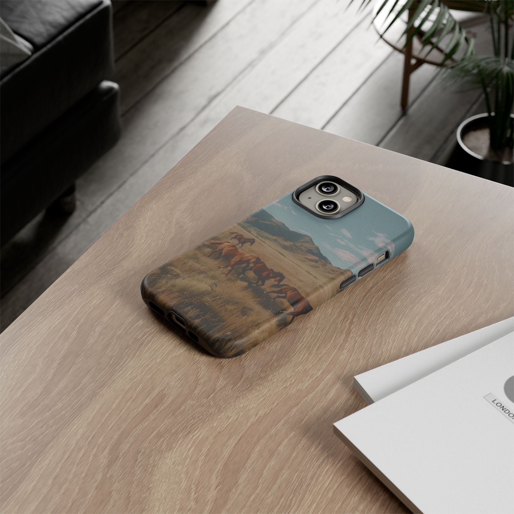 Wild Mustang – Durable Protective iPhone Case with Scenic Desert Horse Design