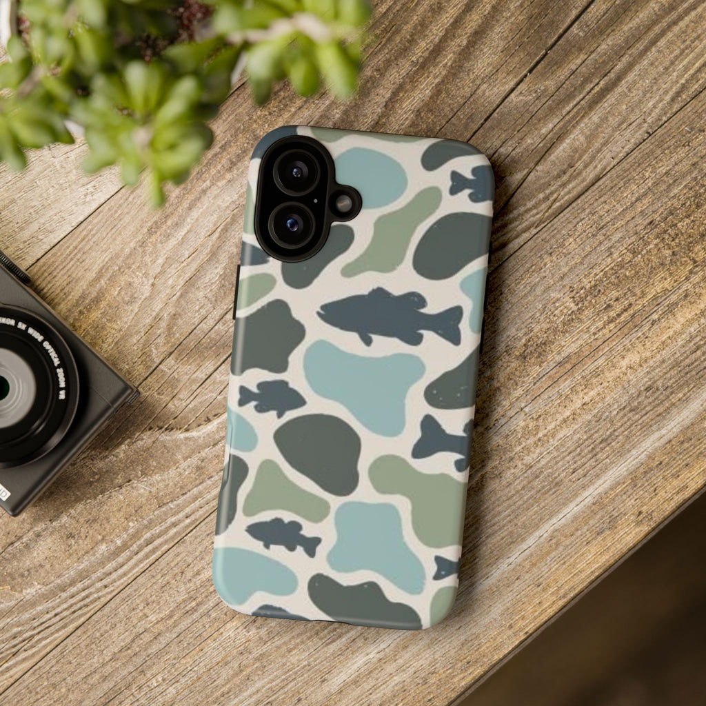 Camouflage Fish Tough Phone Case — Waterproof Blue-Green Camo iPhone Cover