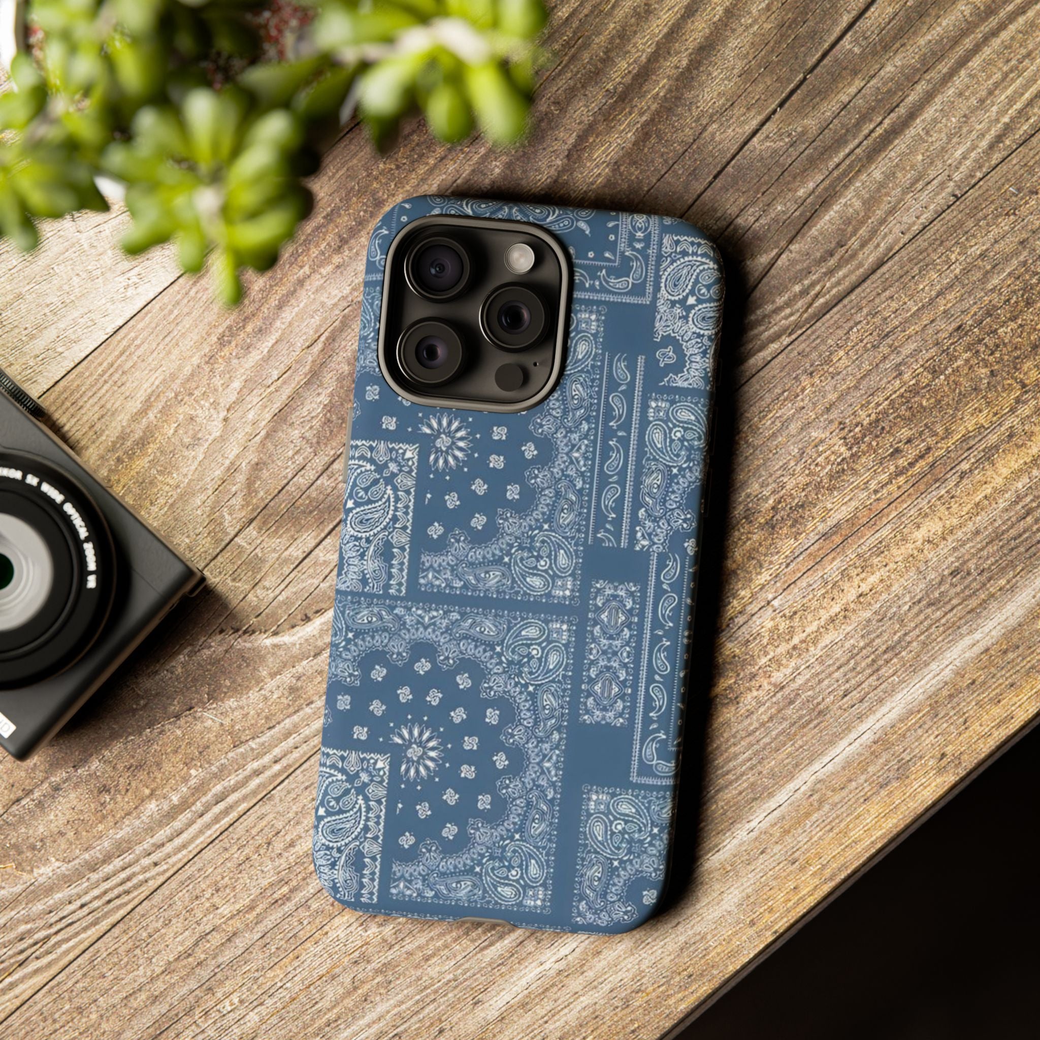 Blue Bandana Tough Phone Case — Rugged Protective iPhone Cover