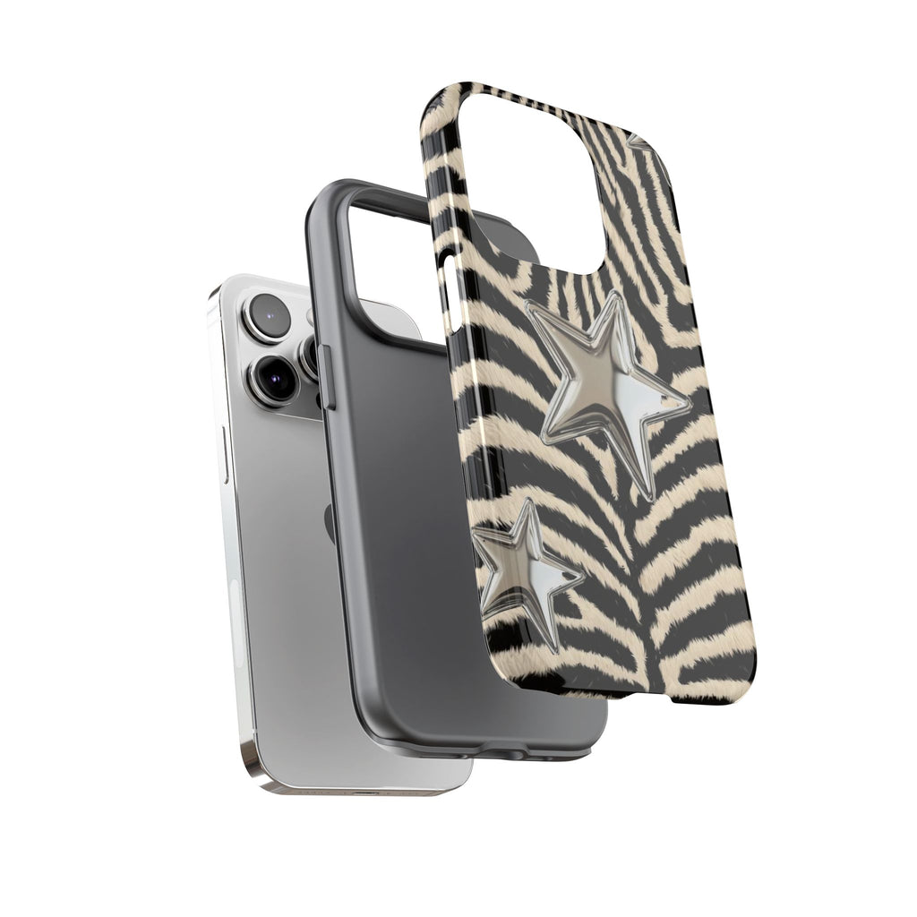 Zebra Print with Metallic Stars – Protective iPhone Cover