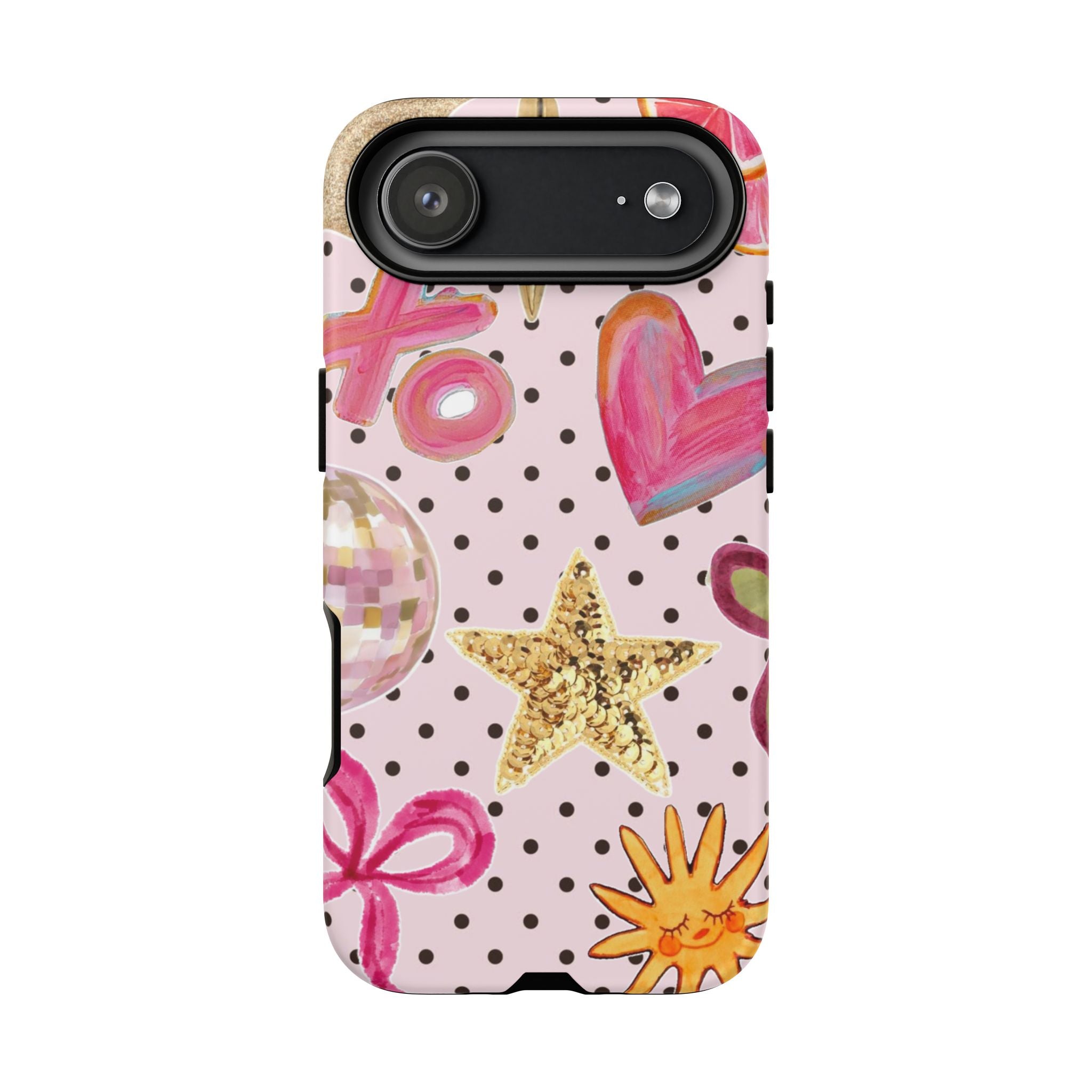 Pink Polka Dot Party — Pink Hearts, Stars & Disco Ball Design