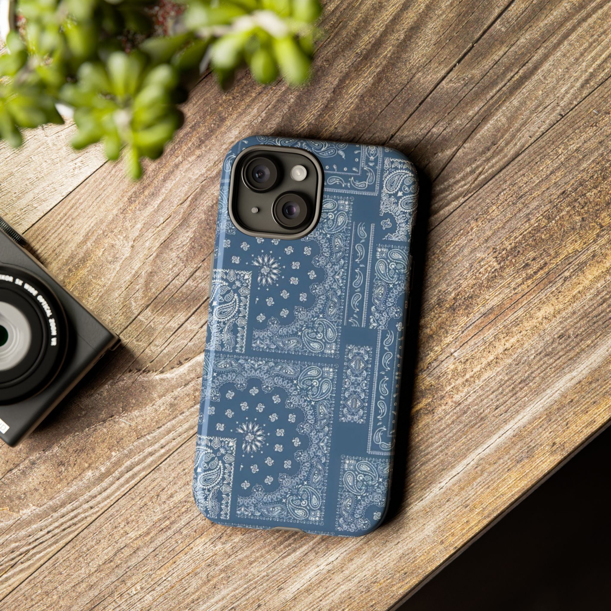 Blue Bandana Tough Phone Case — Rugged Protective iPhone Cover