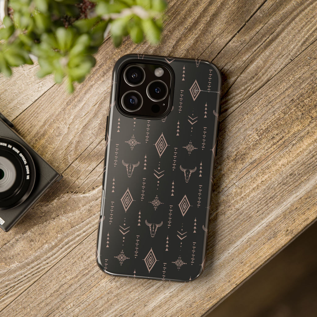 Western Diamond Bull Tough Phone Case — Protective Southwestern Pattern