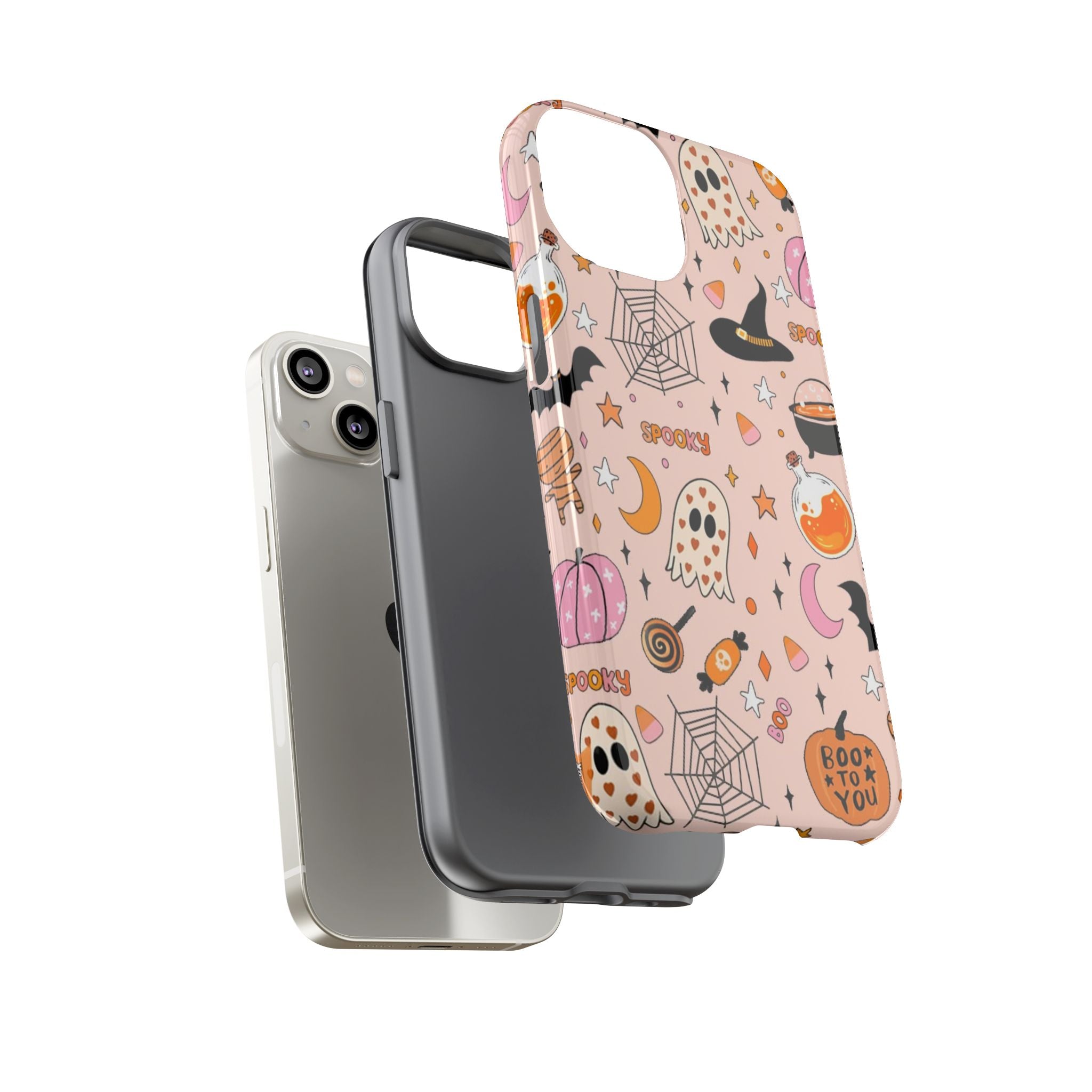 Spooky Halloween — Pink Ghosts, Witches, Candy & "Boo to You" Design