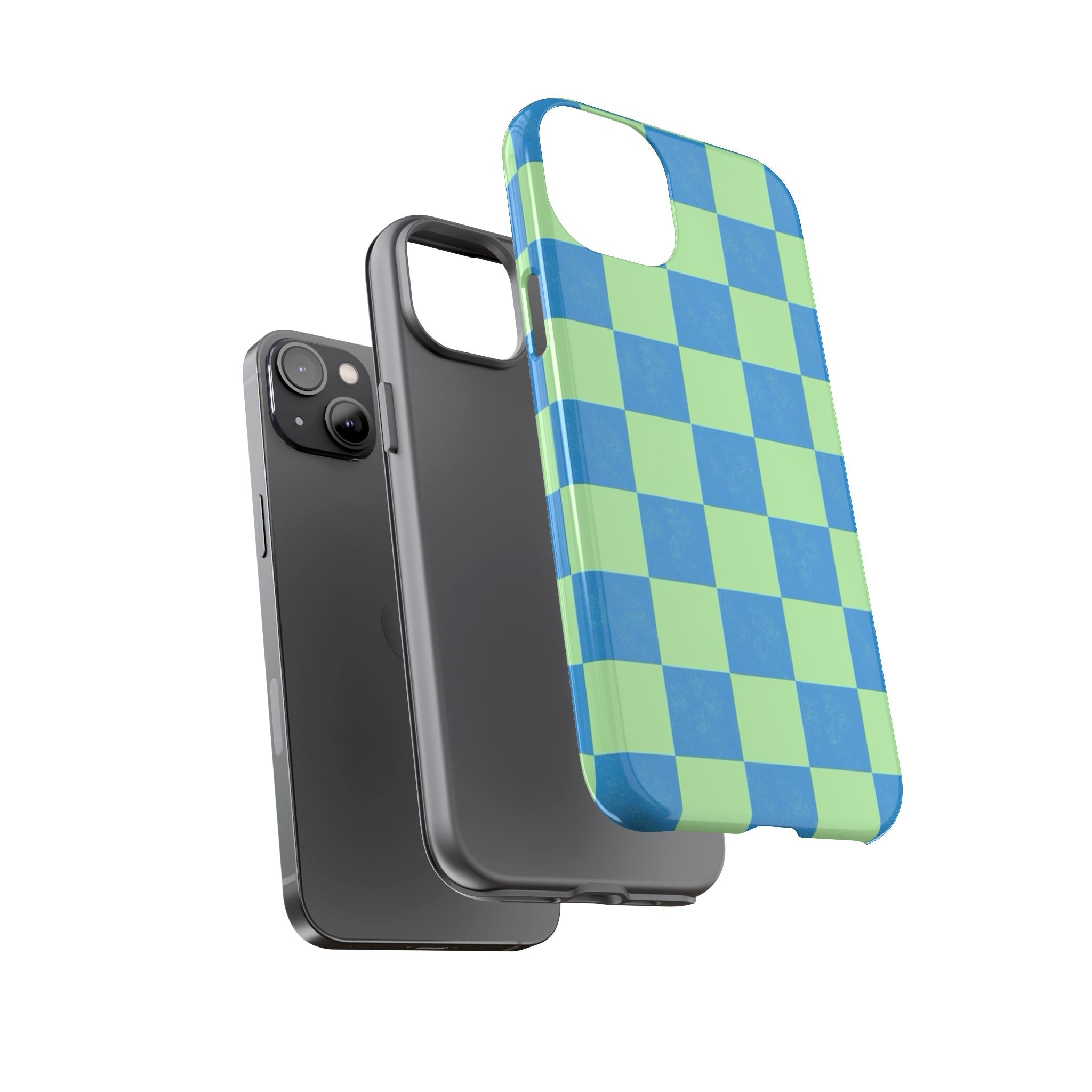 Cowgirl Blue Checkers — Retro Checkered Tough Phone Cover
