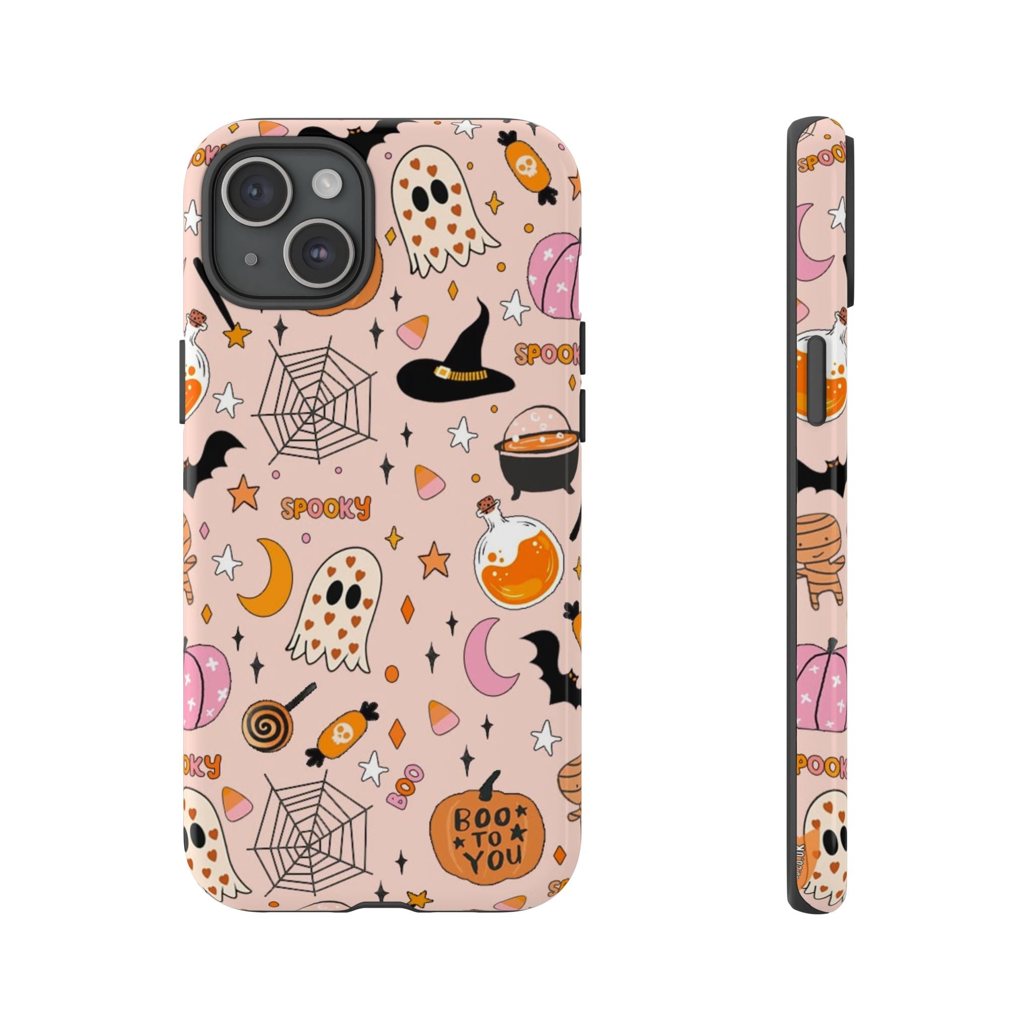 Spooky Halloween — Pink Ghosts, Witches, Candy & "Boo to You" Design