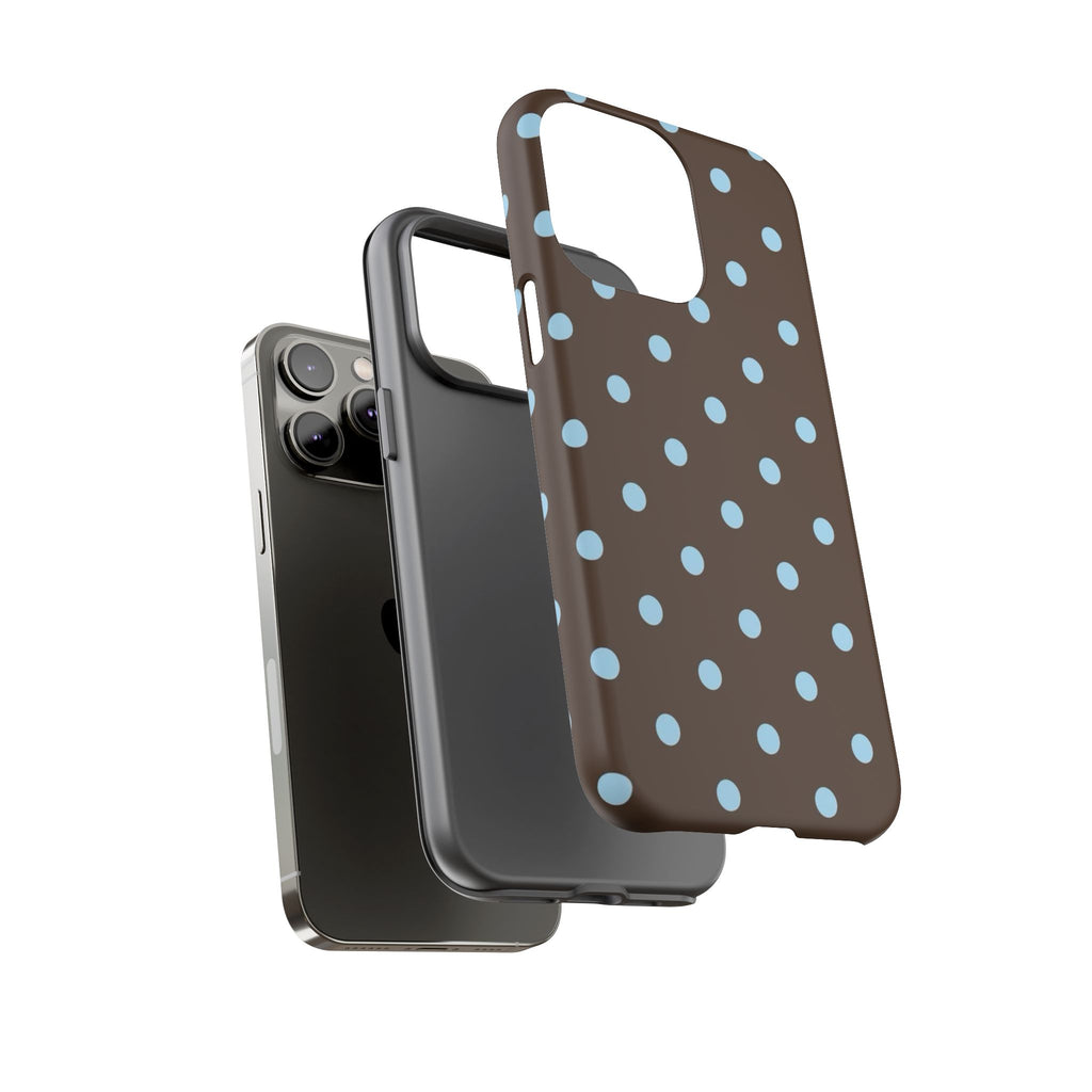 Brown Polka Dot Phone Case — Blue Dot Protective Tough Case