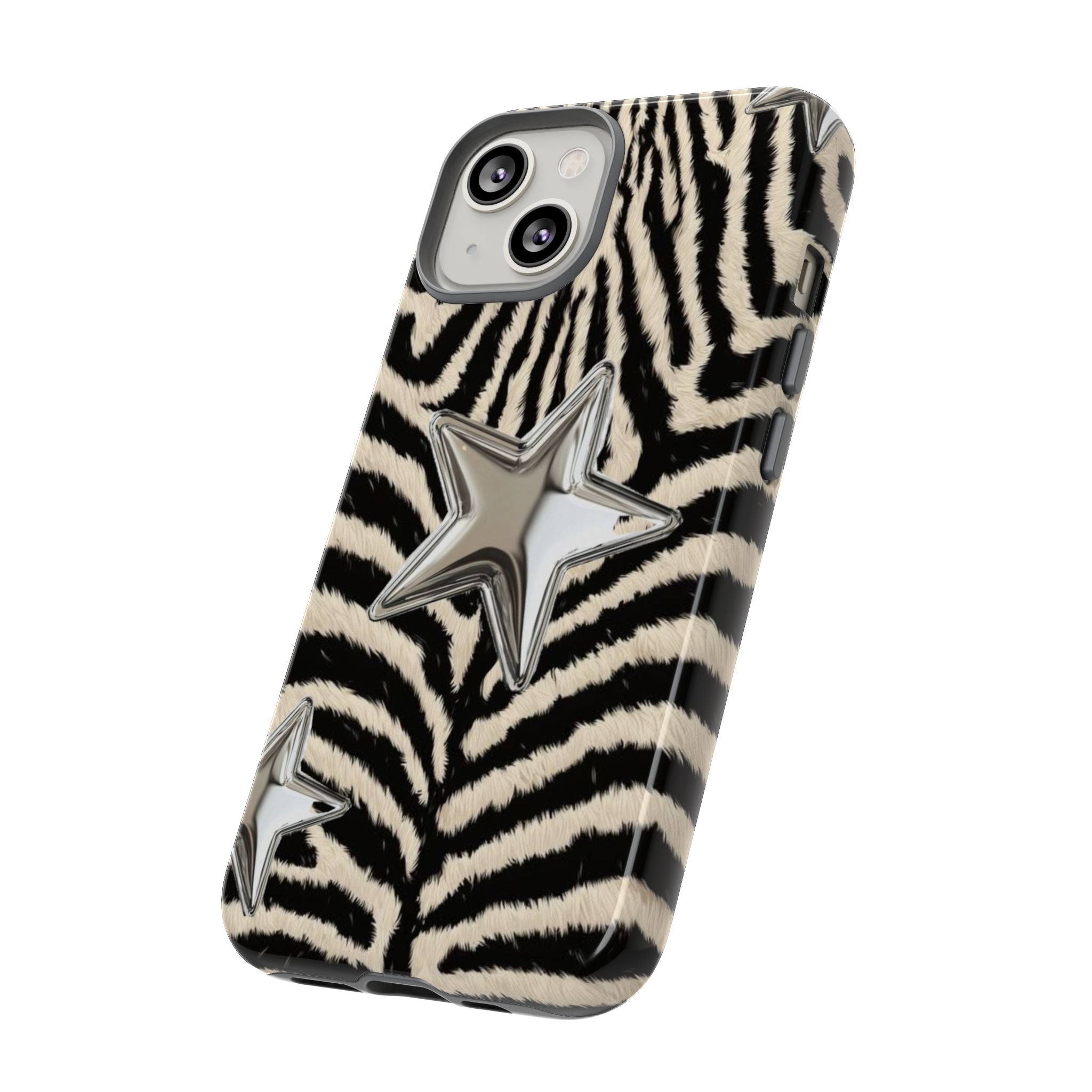 Zebra Print with Metallic Stars – Protective iPhone Cover