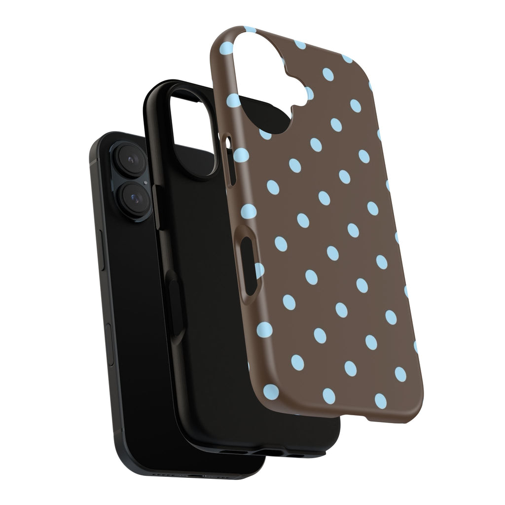 Brown Polka Dot Phone Case — Blue Dot Protective Tough Case