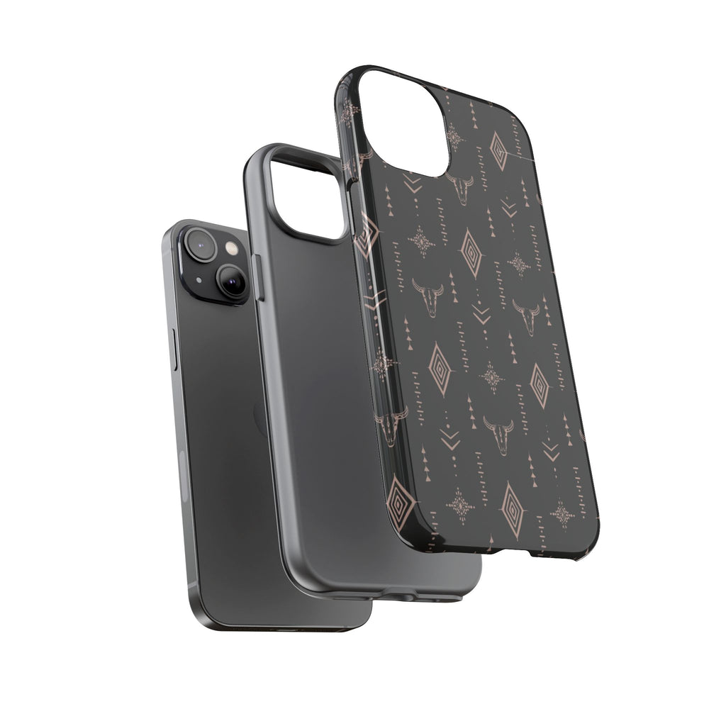 Western Diamond Bull Tough Phone Case — Protective Southwestern Pattern