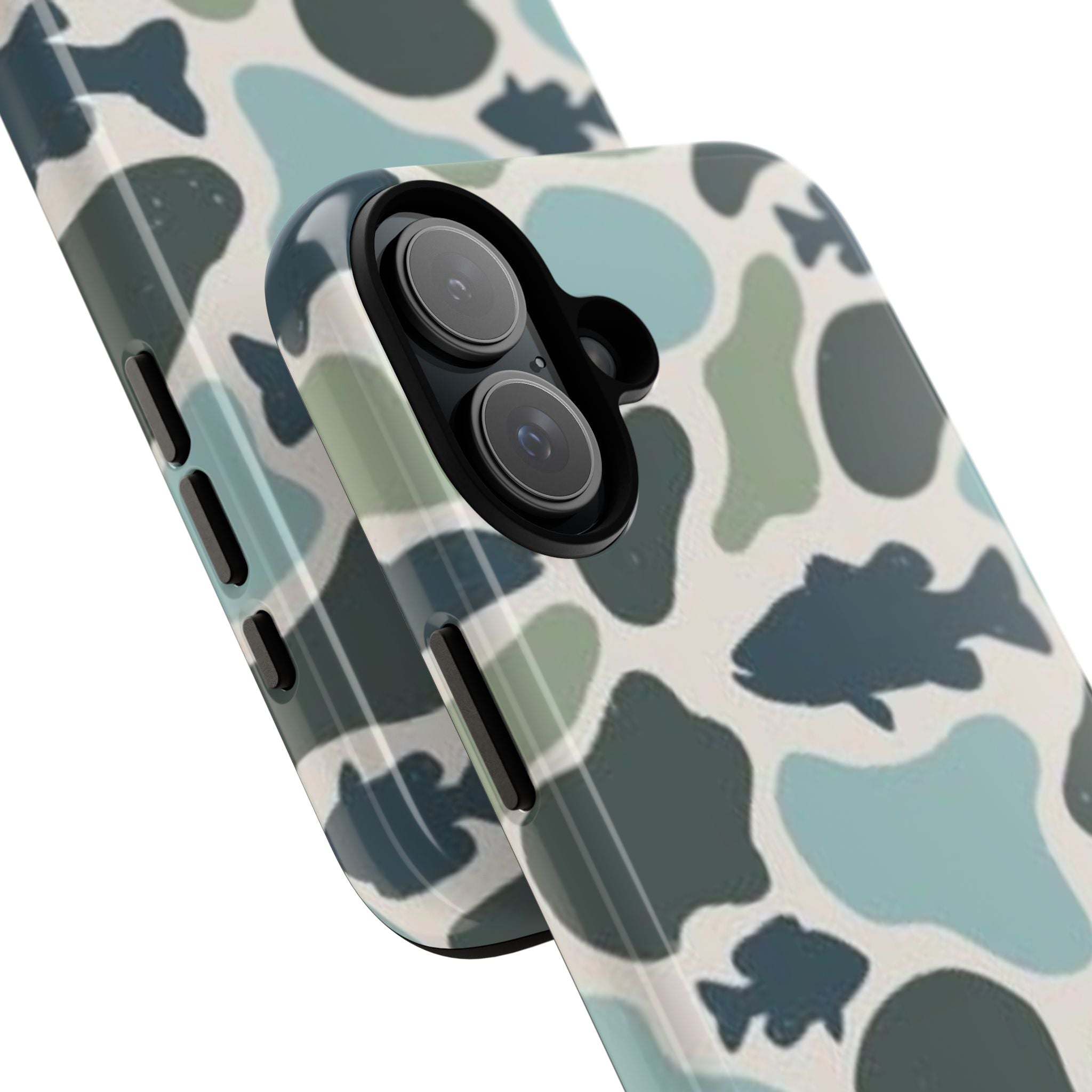 Camouflage Fish Tough Phone Case — Waterproof Blue-Green Camo iPhone Cover
