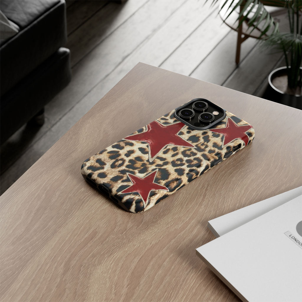 Ruby Leopard Star – Red Stars on Animal Print