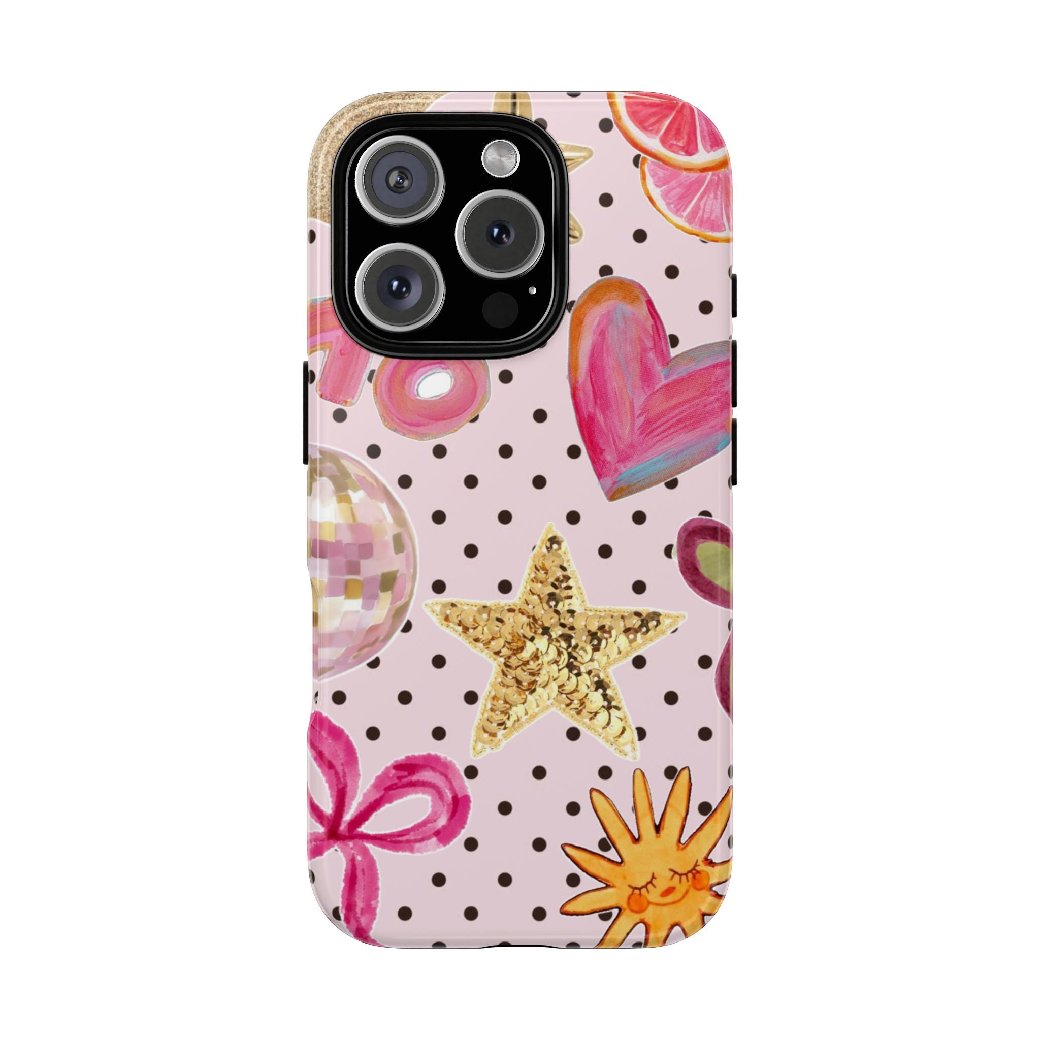 Pink Polka Dot Party — Pink Hearts, Stars & Disco Ball Design