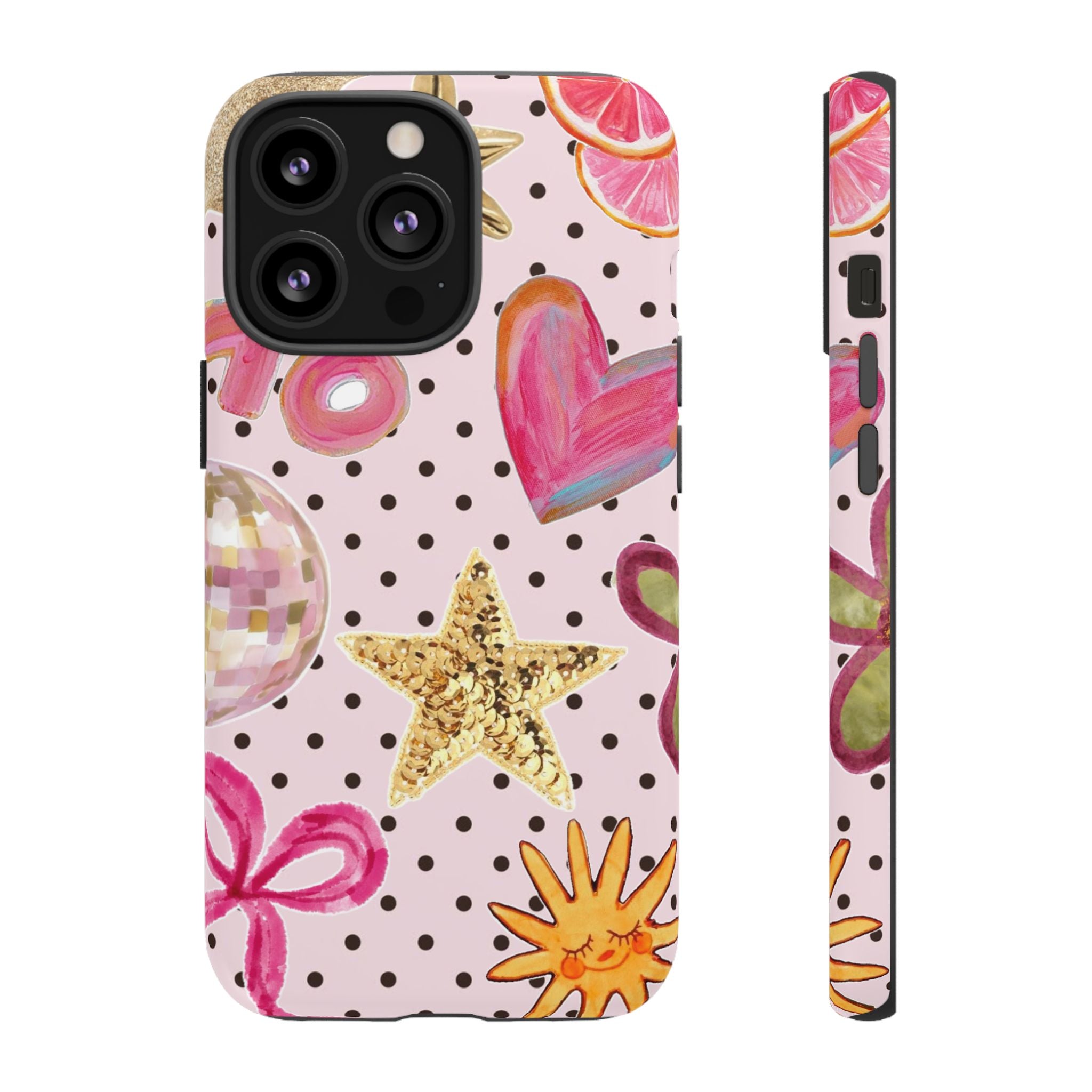 Pink Polka Dot Party — Pink Hearts, Stars & Disco Ball Design